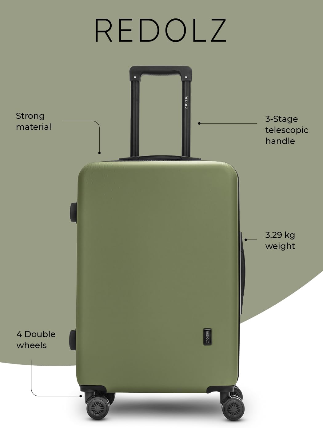 Mittelgrosser Hartschalen-Trolley mit TSA-Schloss, Olive Koffer M (67 cm)