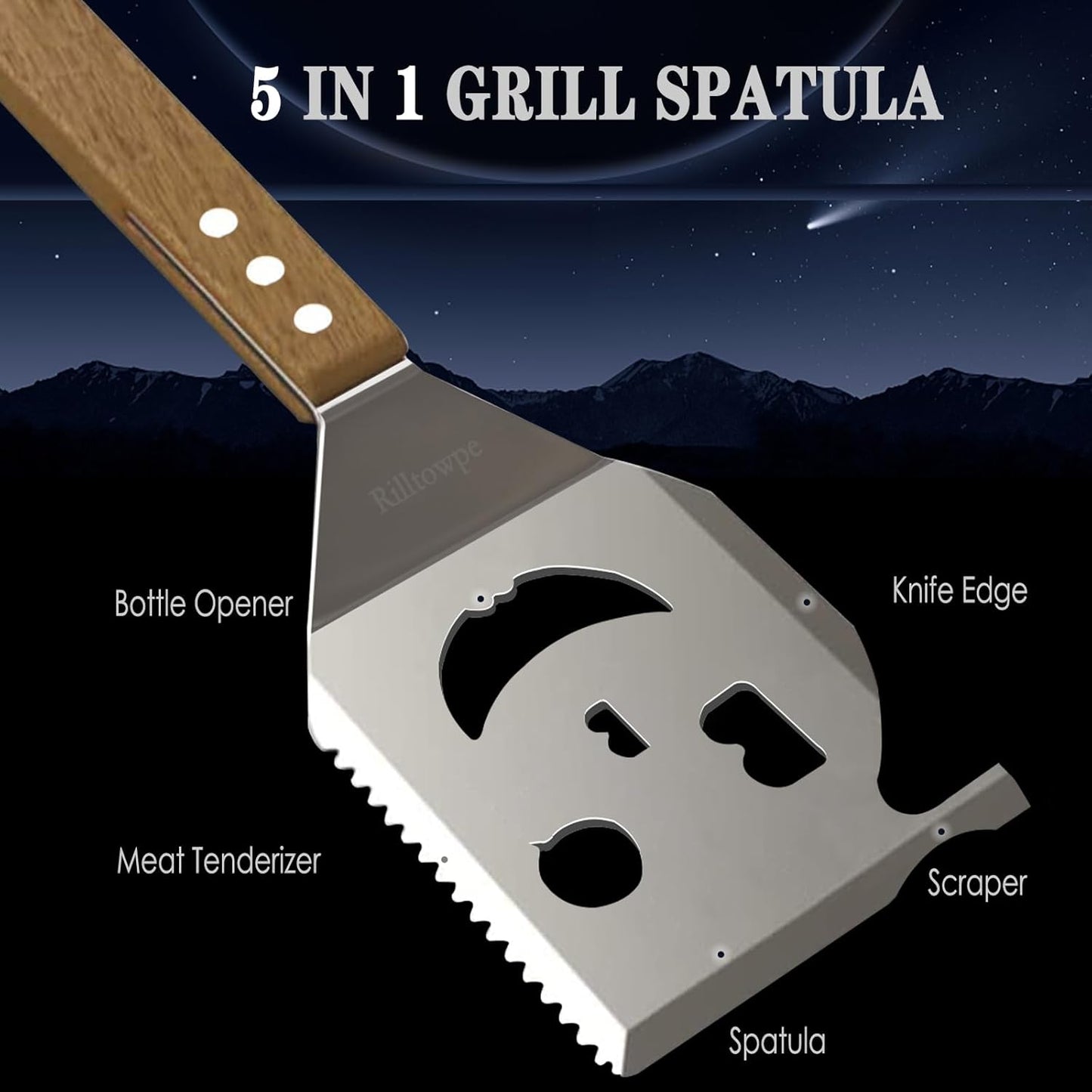 Grillspatel, Griff in Holzfarbe