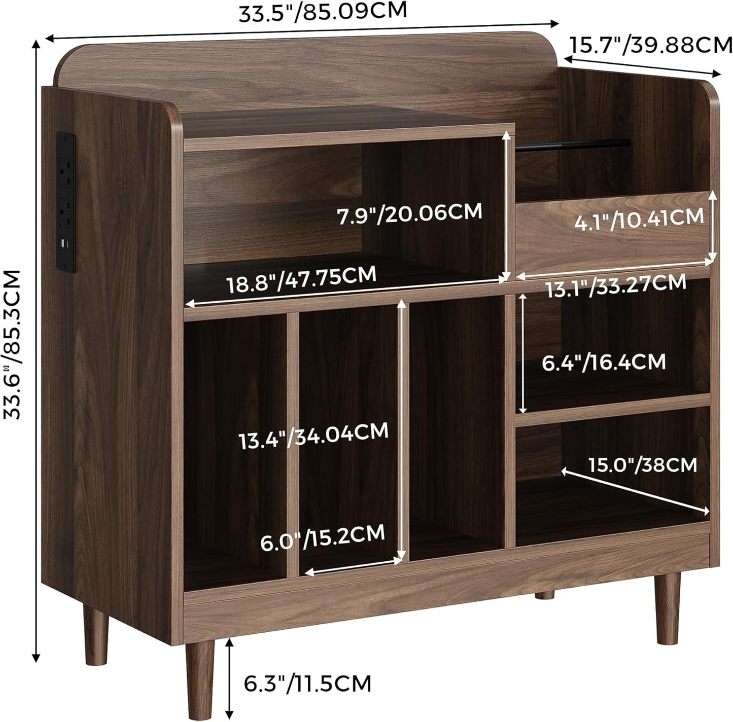 Vinyl-Plattenspieler-Regal mit Ladestation