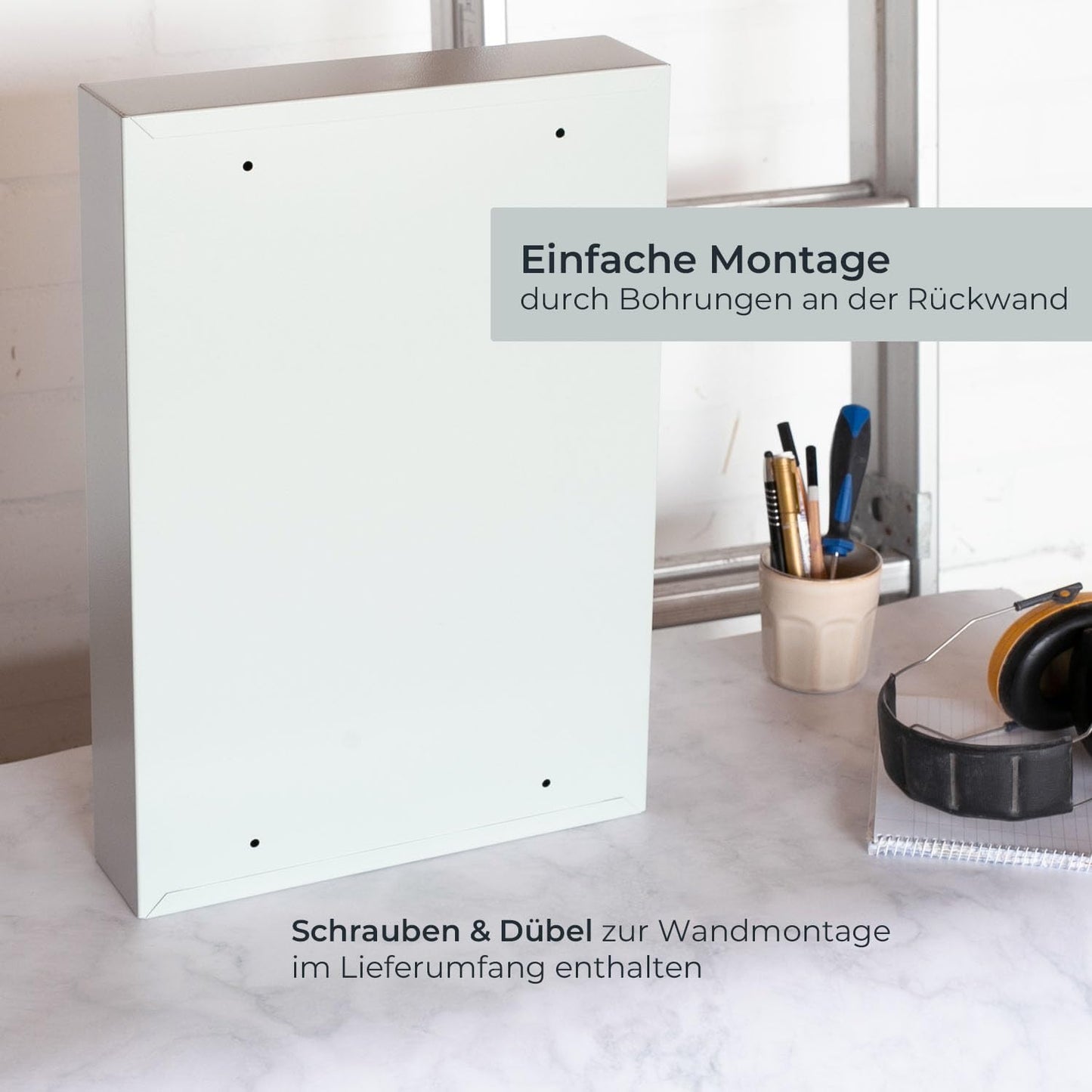 Abschliessbarer Schlüsselschrank mit 64 Haken, Lichtgrau 64 Haken