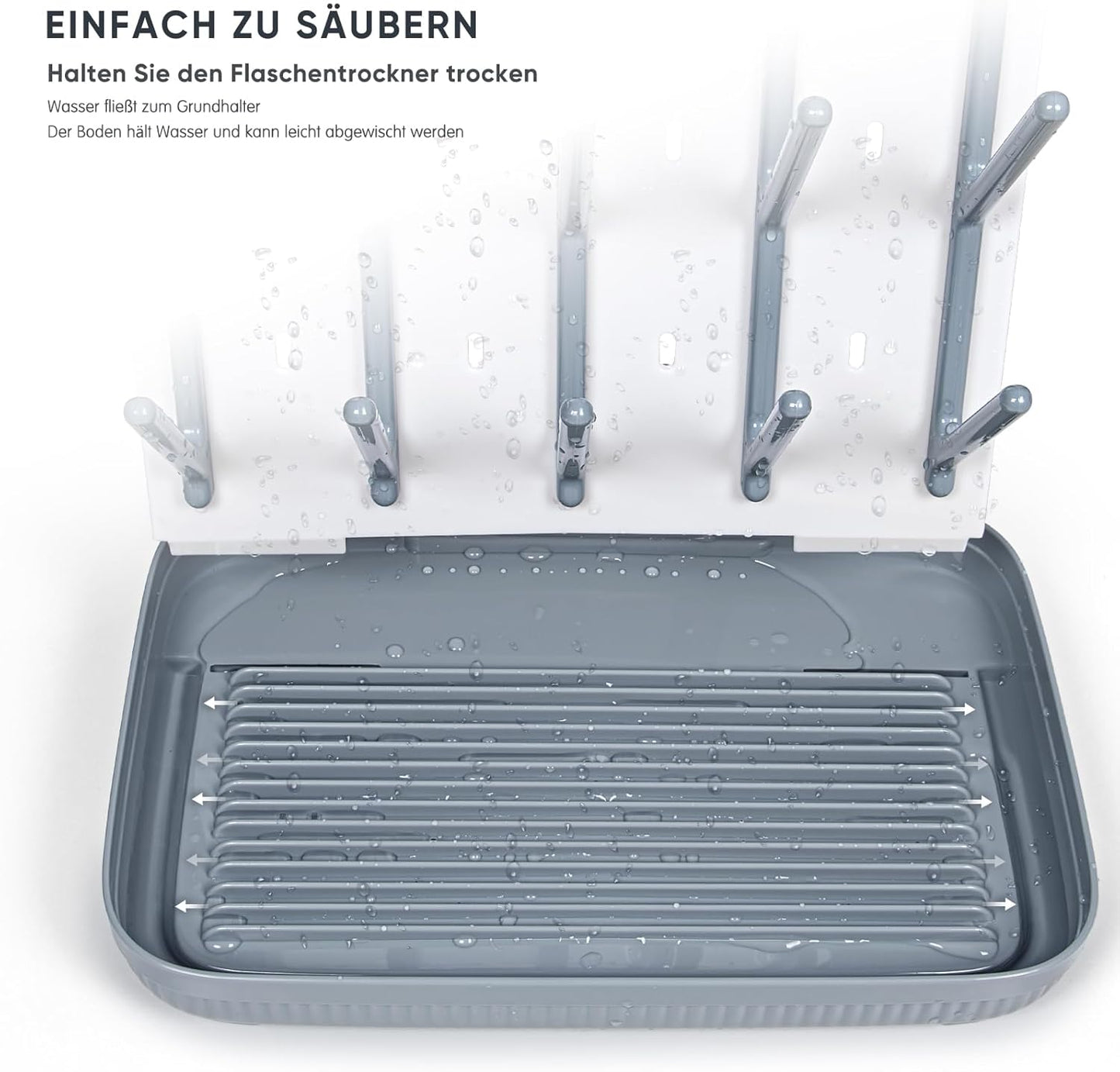 Trockenständer für Babyflaschen und Pumpenteile, Grau