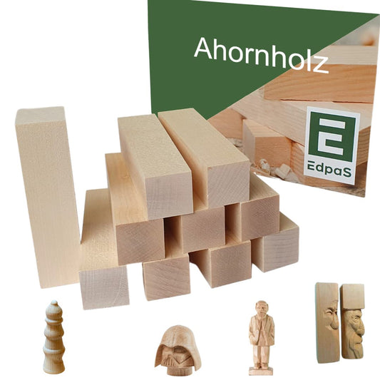 10er-Set Schnitzholz, Ahornholz Klein (10x)