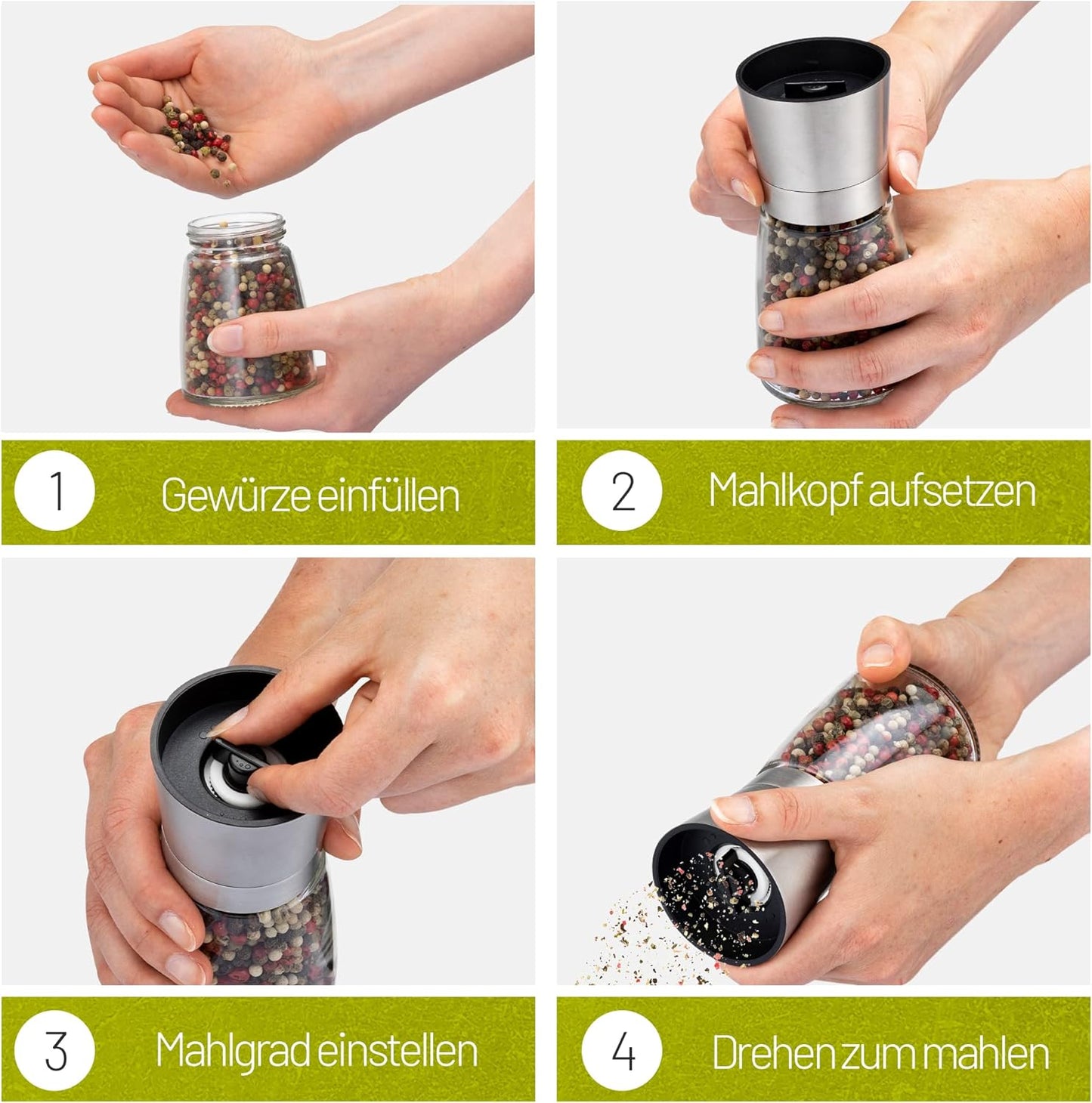 2-teiliges Gewürzmühlen-Set, Silber