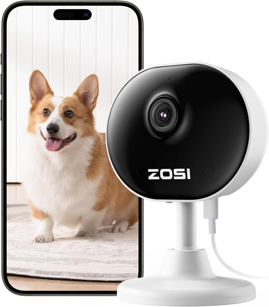 1080P WLAN Überwachungskamera mit KI & Nachtsicht, Weiss 2MP WiFi