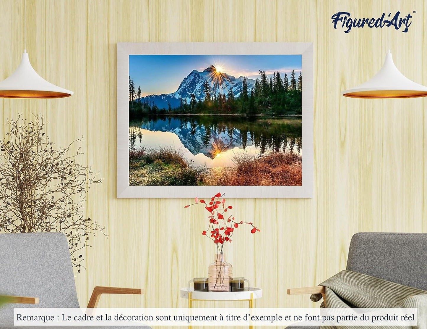 Lake and Mountain reflection, See und gespiegelter Berg 40x50cm Mit Rahmen (bereits gespannt)
