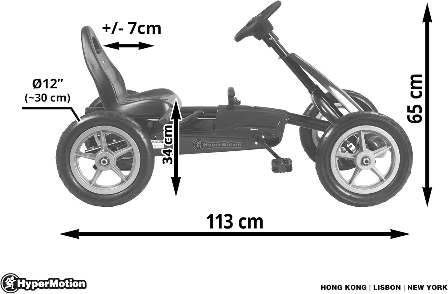 Evoque Tretfahrzeug mit verstellbarem Sitz und Doppelhandbremse, Grau
