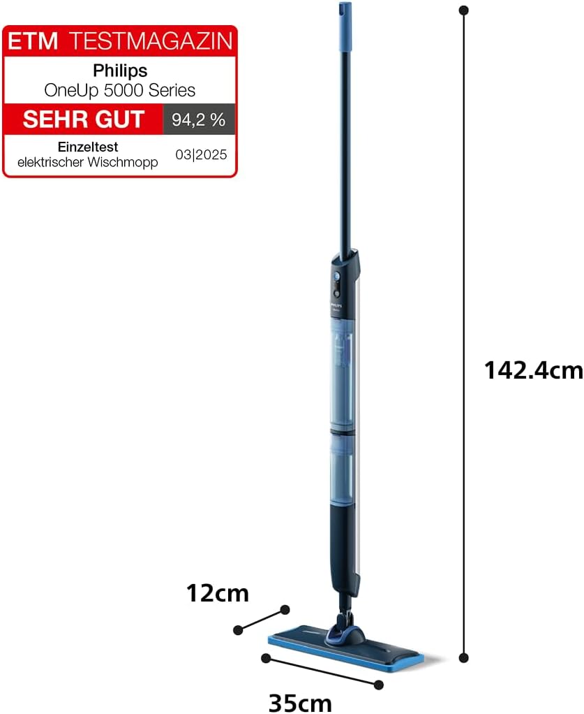 Elektrischer Wischmopp OneUp 5000 Serie mit 360° Drehgelenk, 5000 Series, 2 Feuchtigkeitseinstellungen