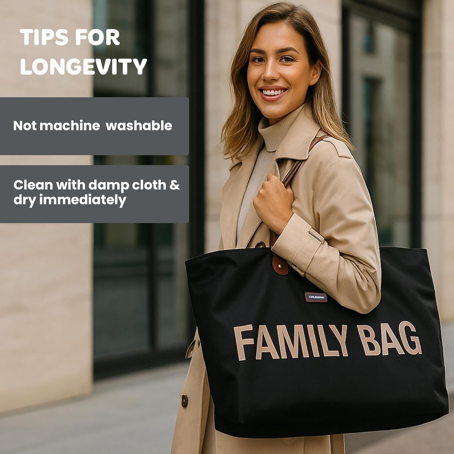 Wickeltasche Family Bag, Schwarz/Gold