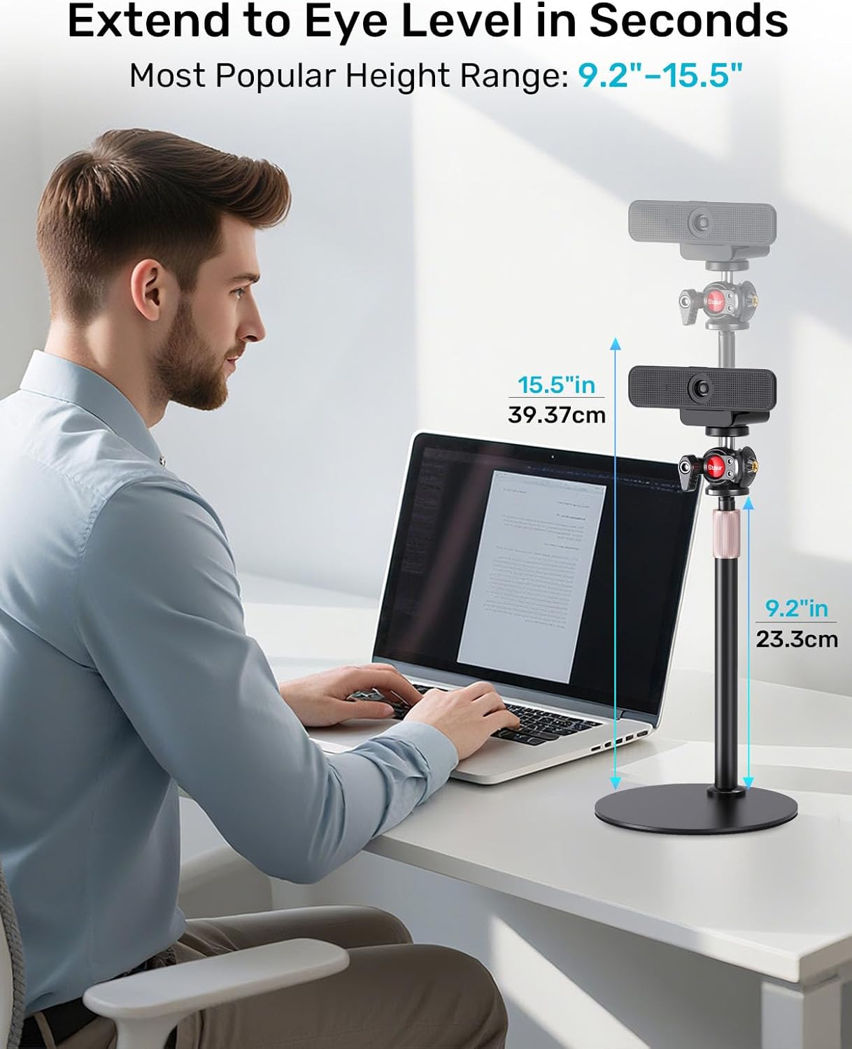 Webcam Ständer mit 360° Kopfdrehung, 9.2''-15.5'' in