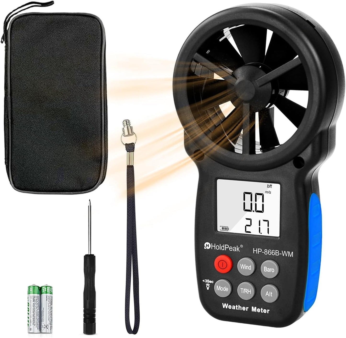 Digitales Anemometer für Windgeschwindigkeit & Temperatur, 2-Anemometer Messung des atmosphärischen Drucks
