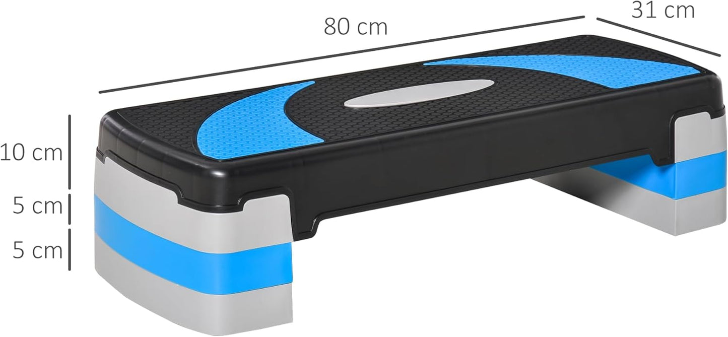 Höhenverstellbarer Aerobic-Stepper, Schwarz+Hellblau+Grau