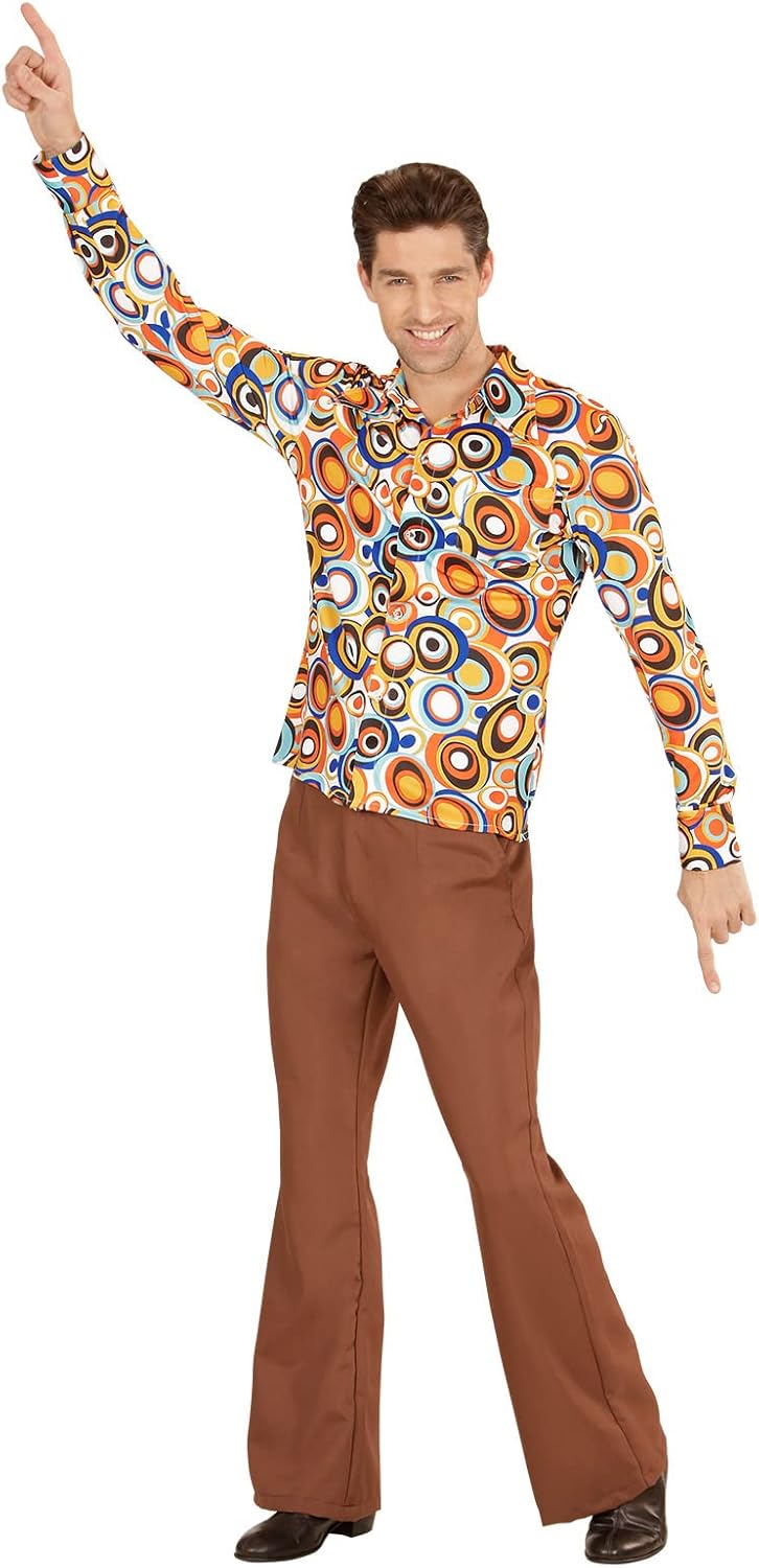 70er Retro Disco Herrenhemd, S-M Bubbles