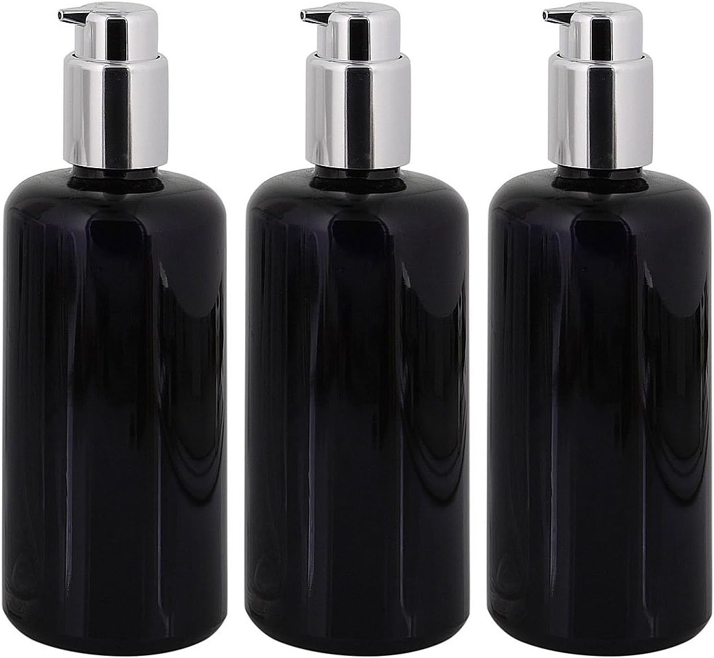3er Set Lotionspender aus Mironglas, 3× 200 ml Violettglas