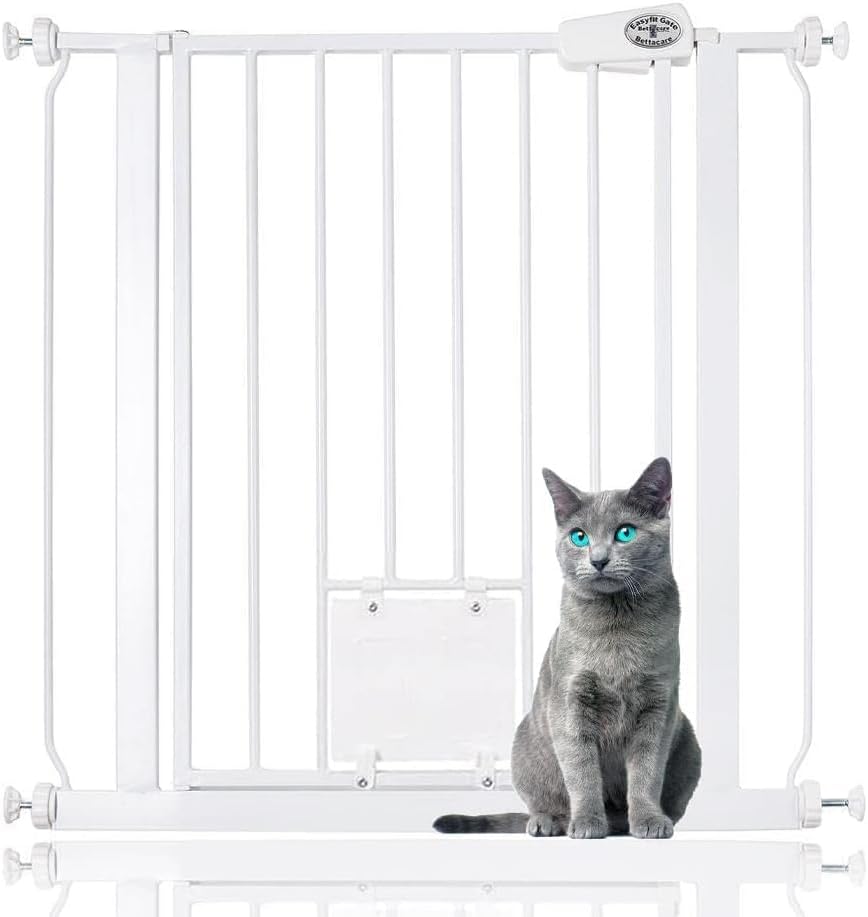 Haustiergitter mit abschliessbarer Katzenklappe, 75-83cm, 75cm - 83cm