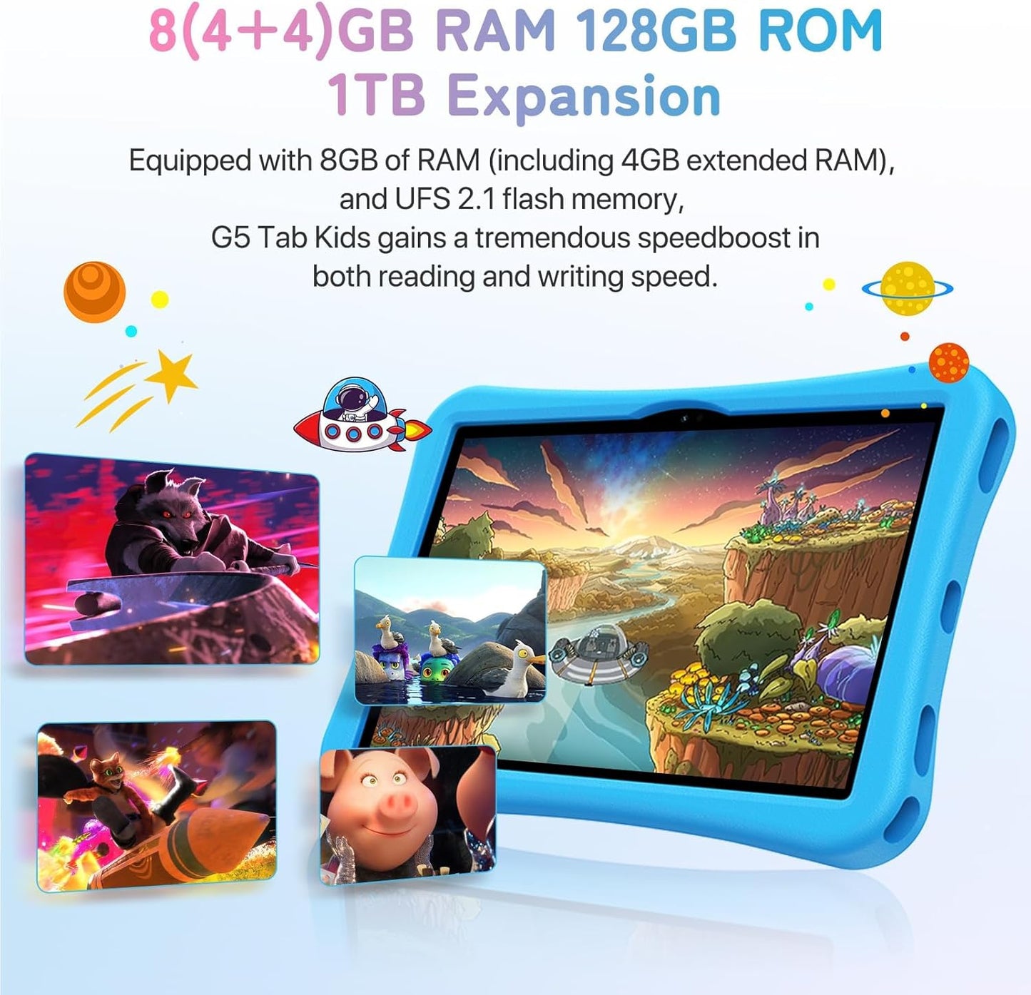 Kinder-Tablet mit Elterlicher Kontrolle, blau