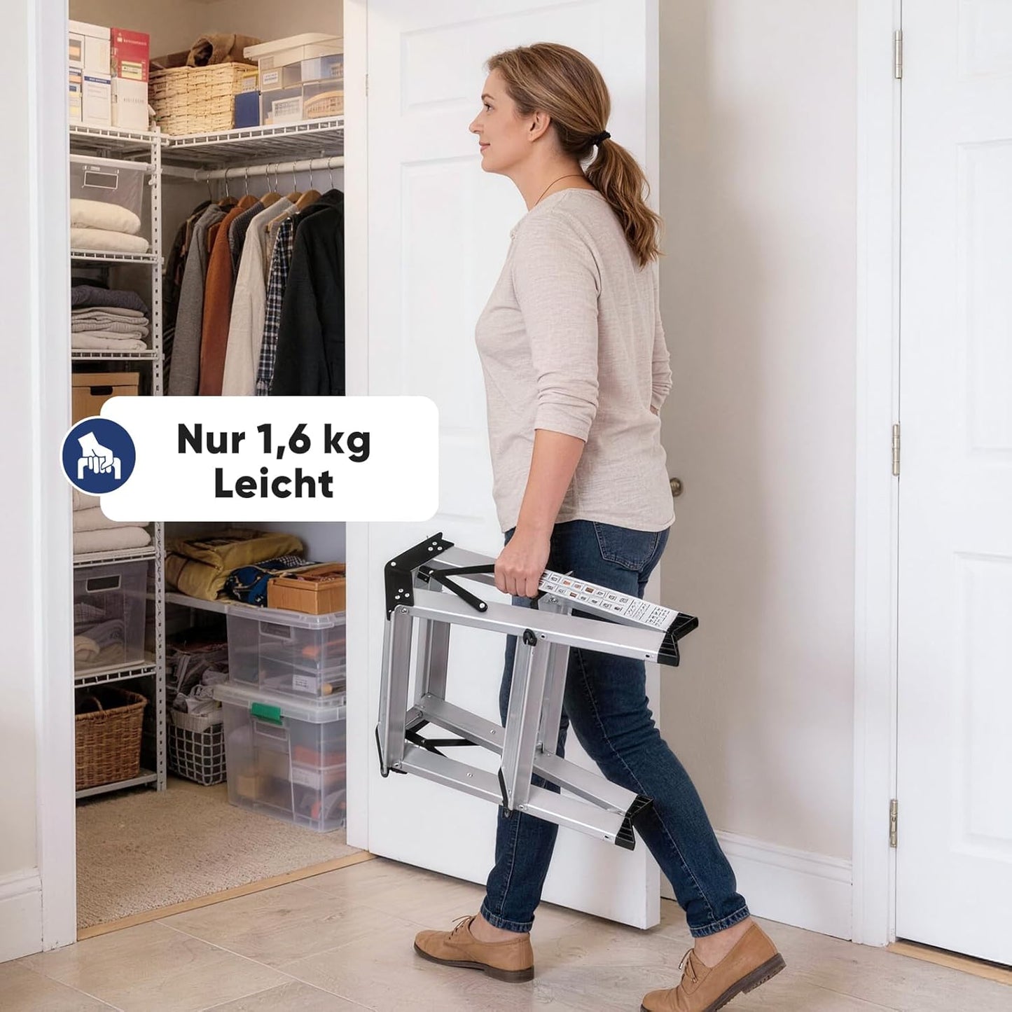 Klappbare Aluleiter mit 2 Stufen, 2 stufen (39 cm)