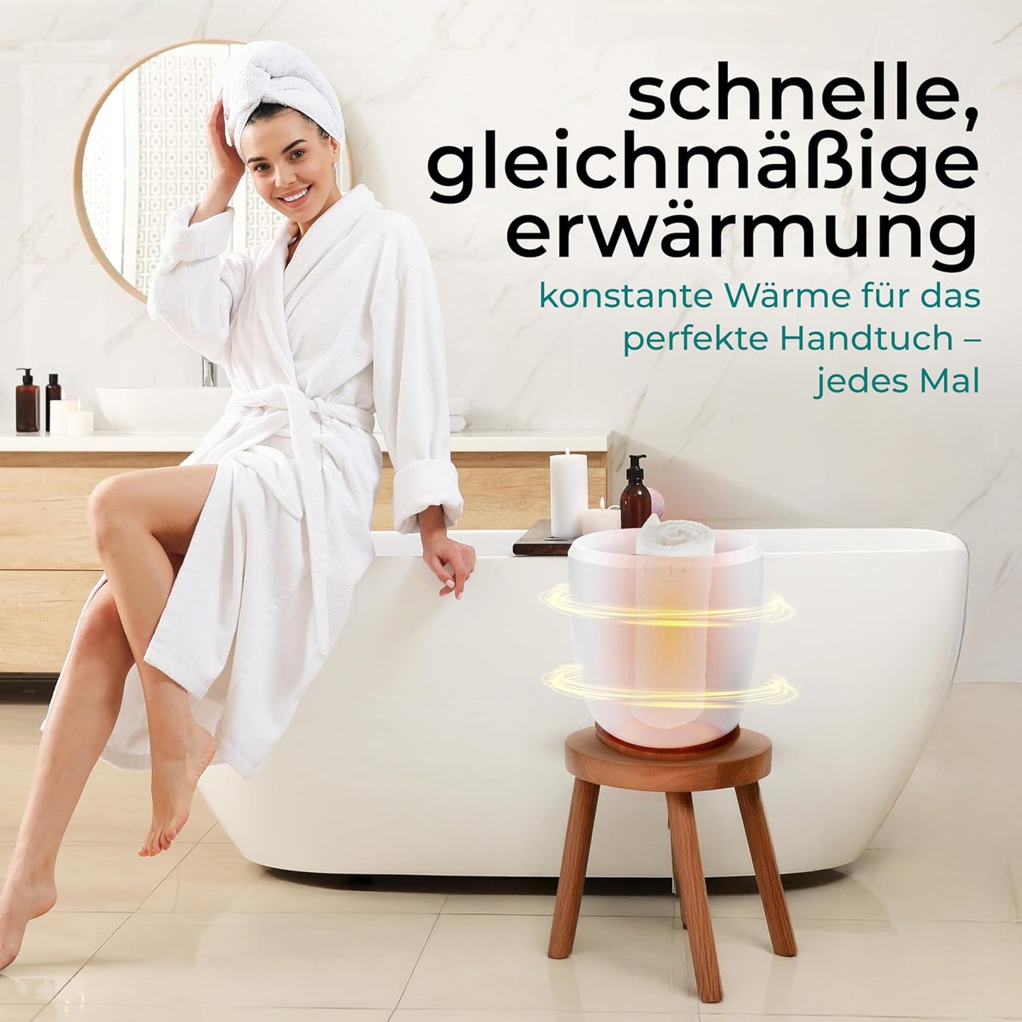 Elektrischer Handtuchwärmer, Braun Holzoptik
