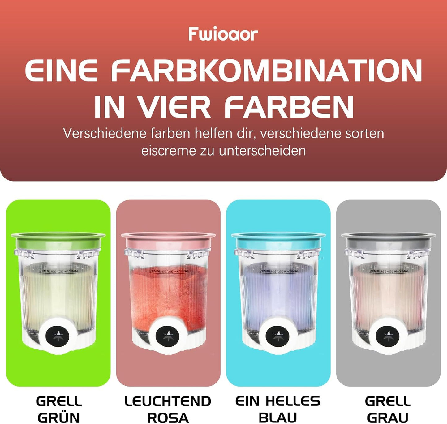 4-teiliges Eiscreme-Behälter-Set für Ninja Swirl Creami NC700, NC701 & NC701C