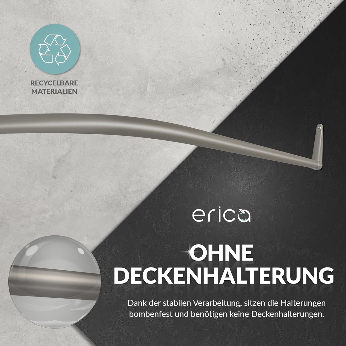 Winkelstange für Dusche, Grau