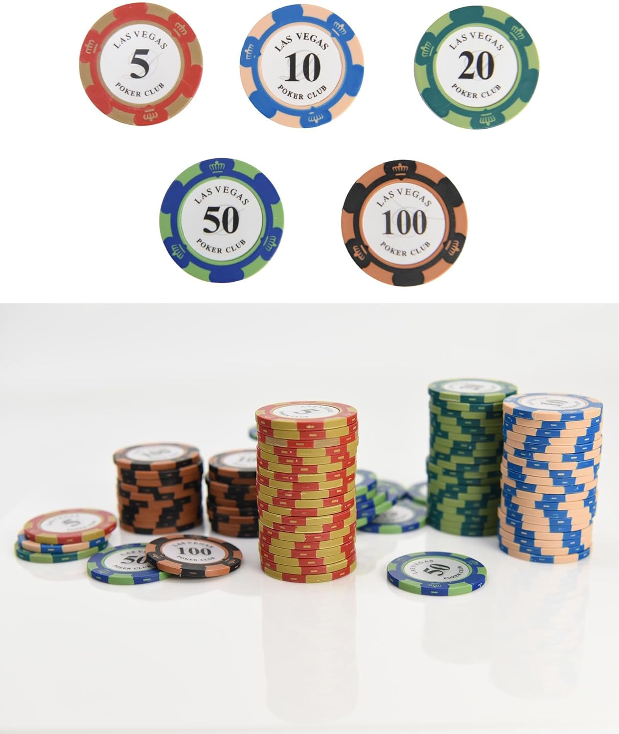 Pokerchip-Set mit Tonchips 100 Stück