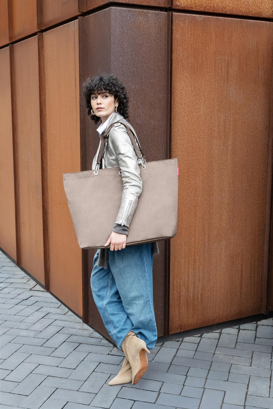 Shopper XL Herringbone Mokka, Herringbone Mokka