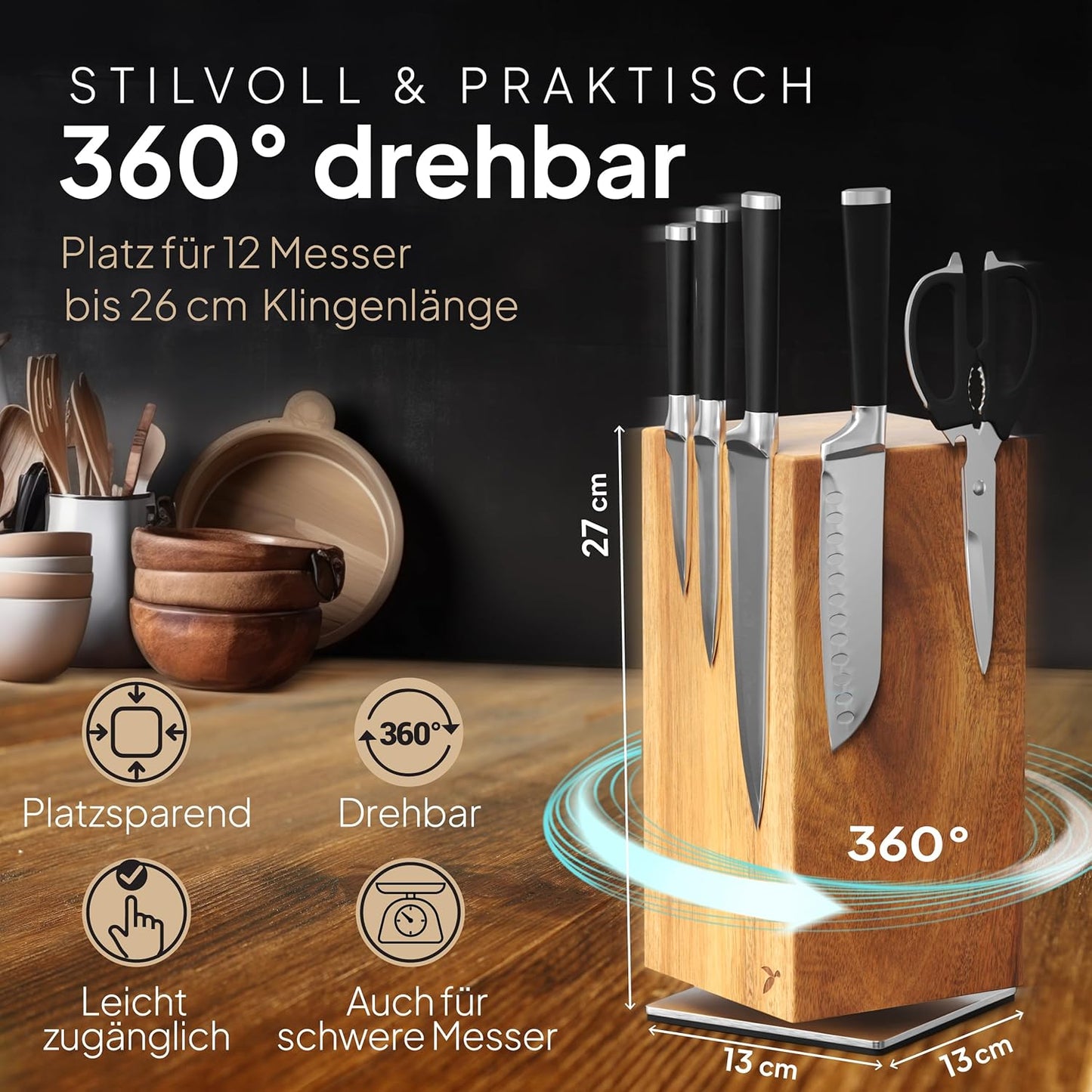 Magnet-Messerhalter, DREHBAR MAGNETISCH