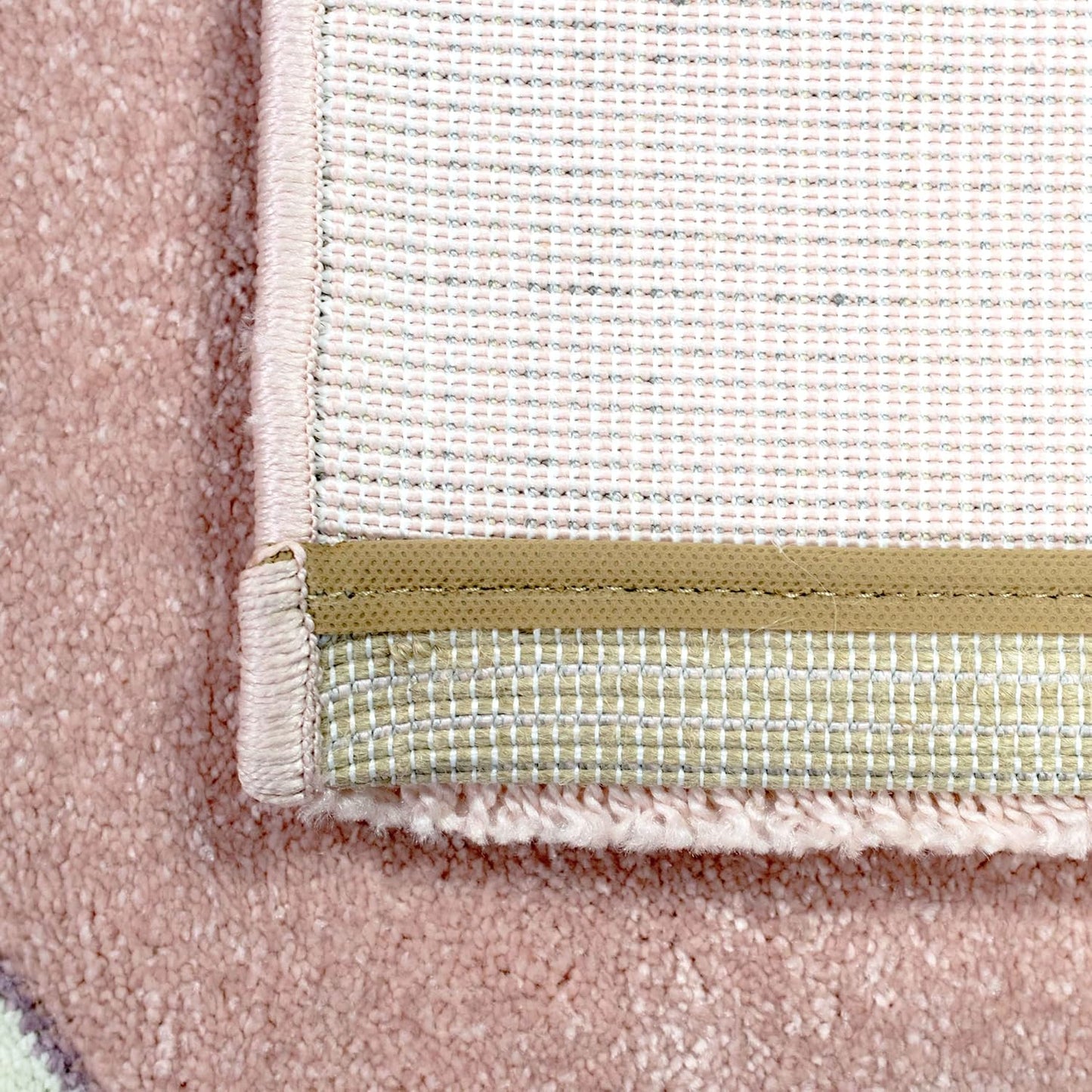 Runder Kinderteppich, 120 cm Rund Creme Rosa
