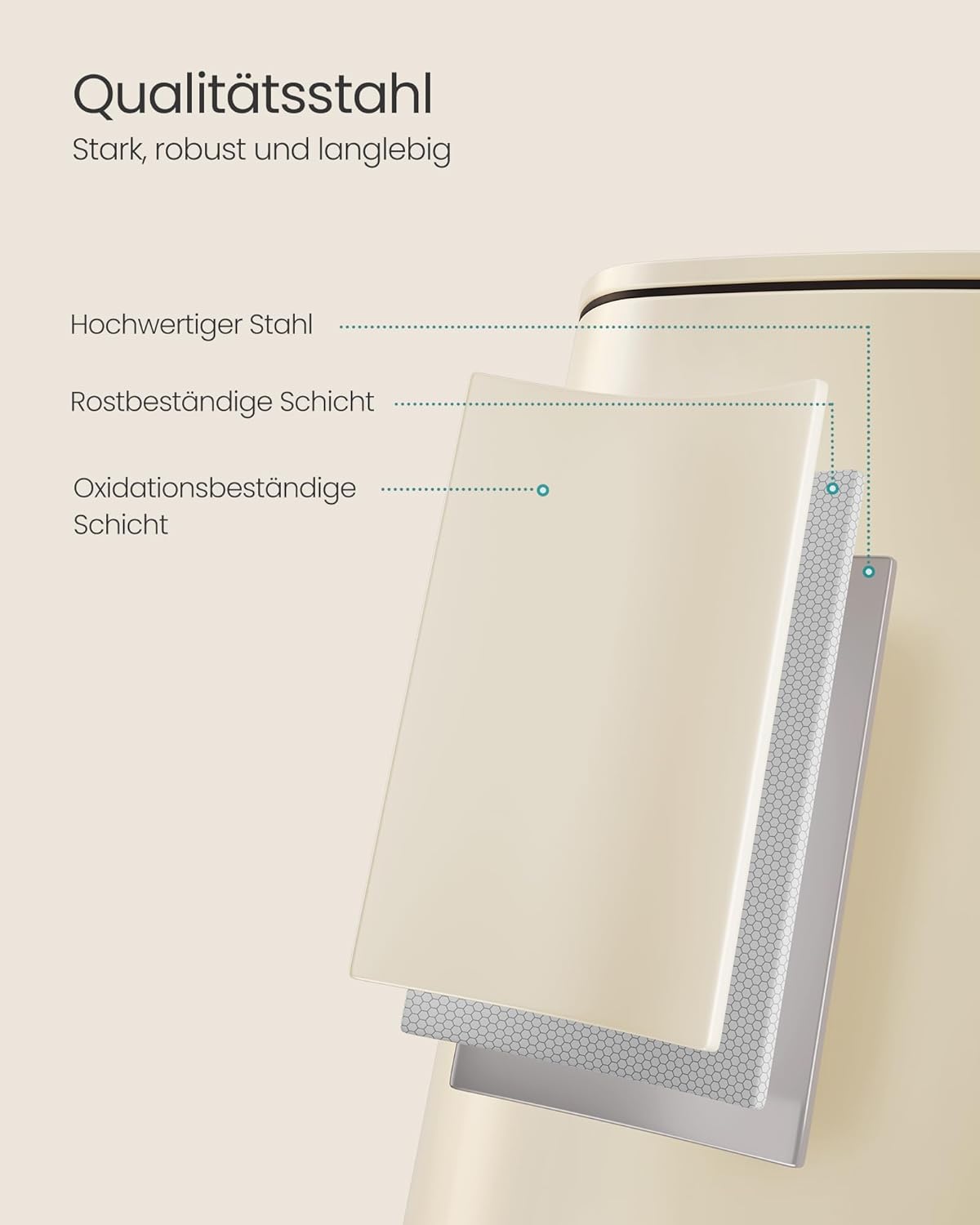 Tretmülleimer mit Softclose, sandbeige 30 L