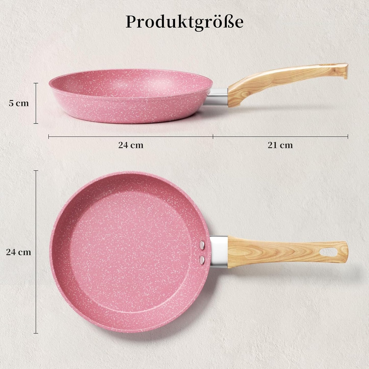 Rosafarbene Bratpfanne, Rosa 24 cm