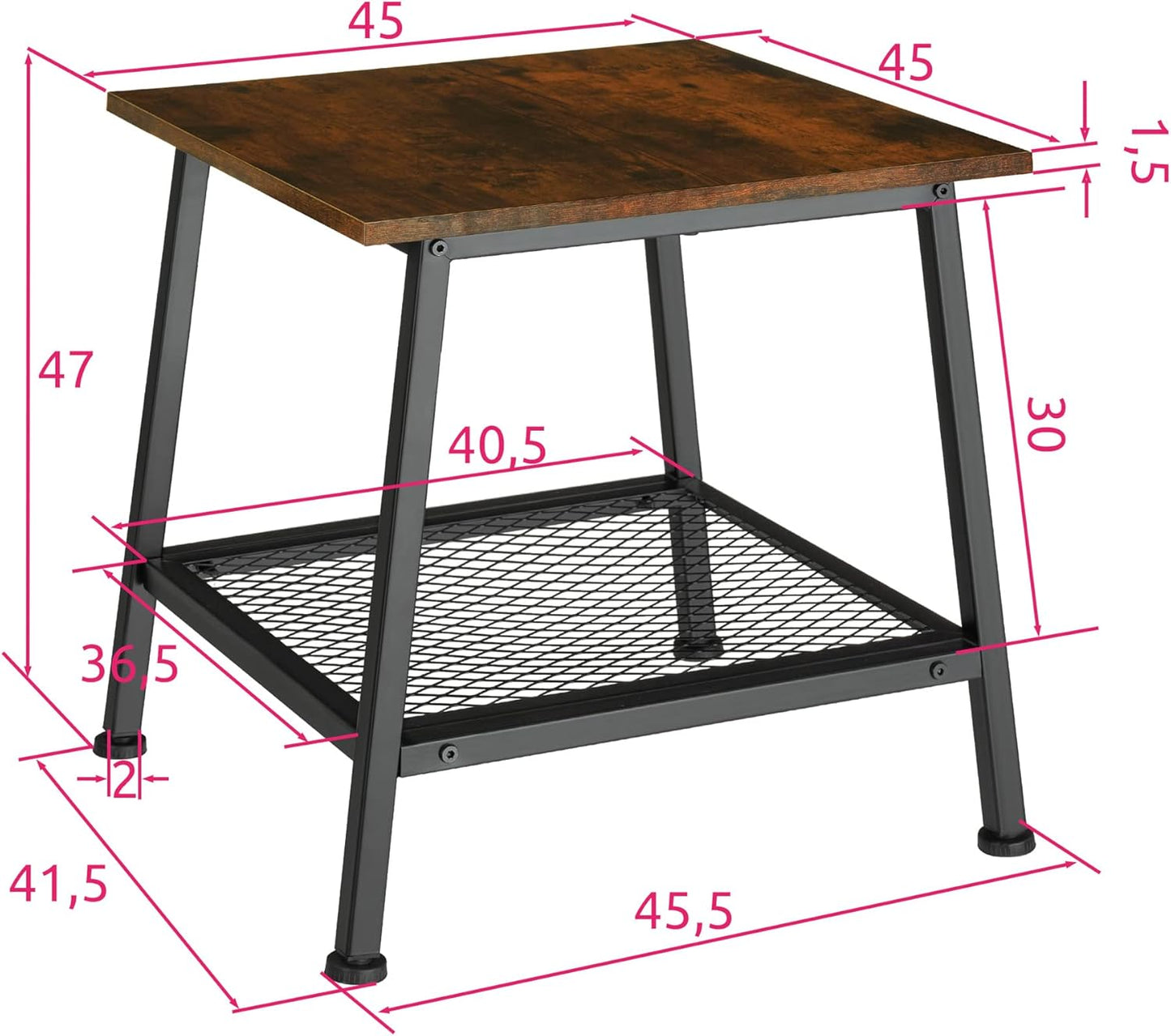 Beistelltisch Bedford, Bedford Industrial Holz Dunkel, Rustikal