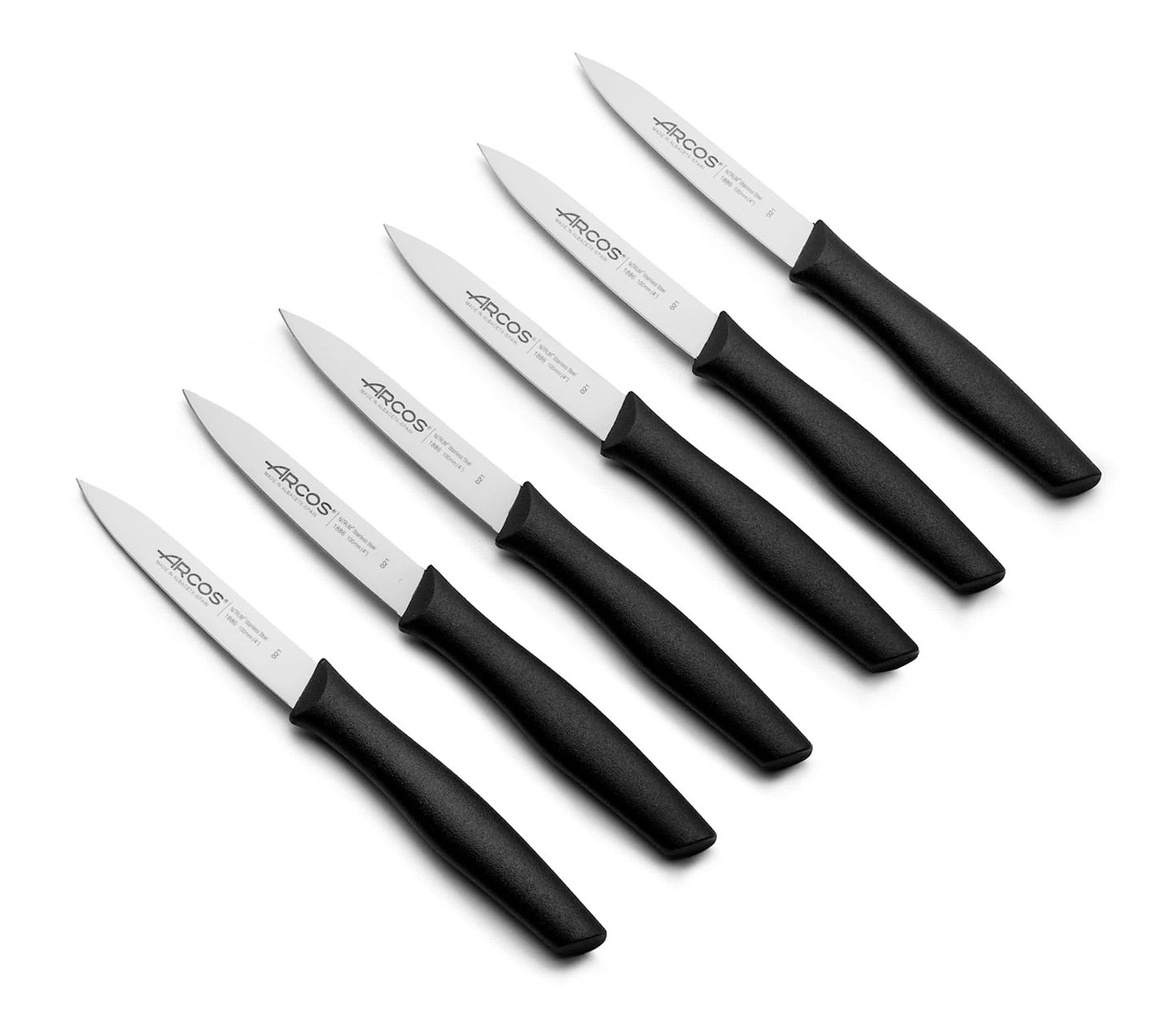 6-teiliges Schälmesser-Set, Nova Serie, 6 Stücke Schwarz