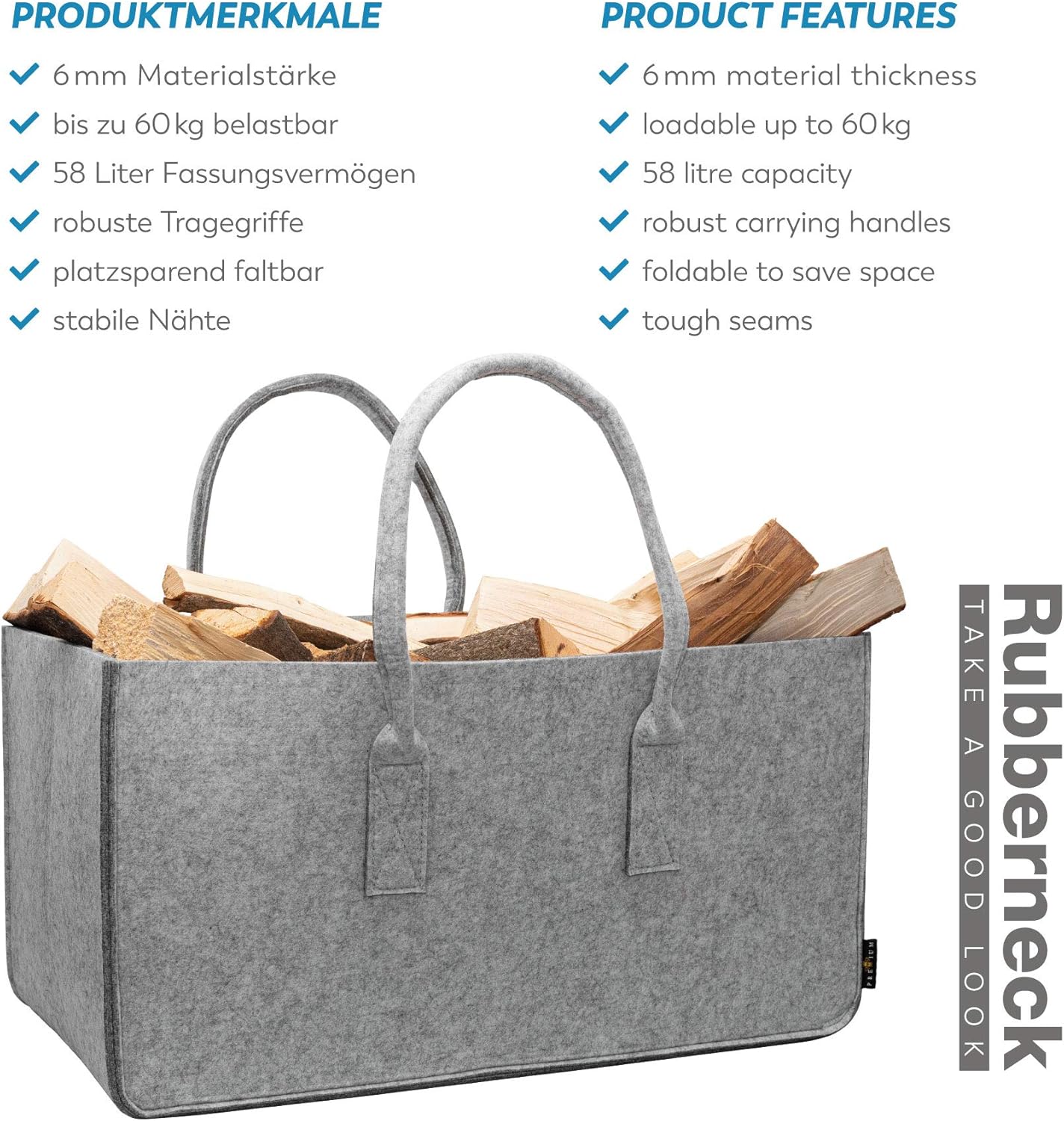 Allzweckfilztasche, 1 Stück,  Hellgrau