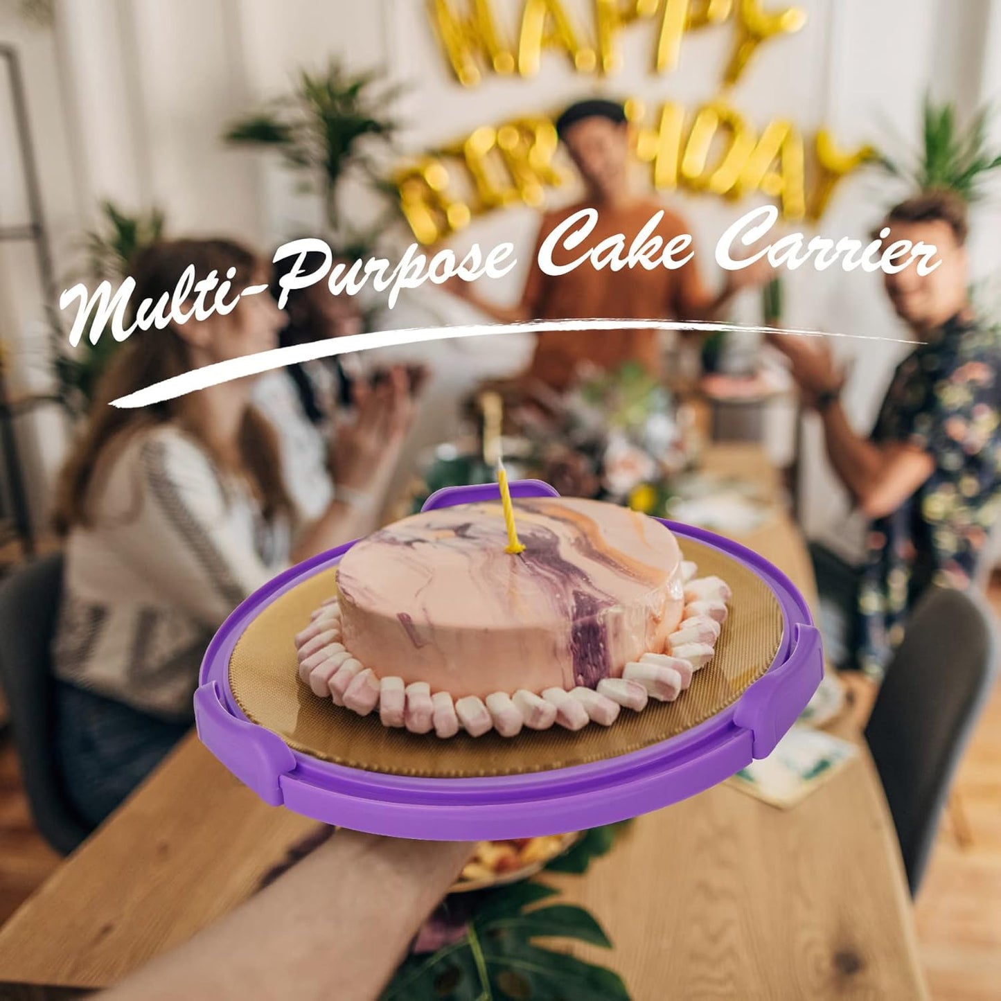 Runder Kuchenträger mit Tragegriff, 30 cm, Lila