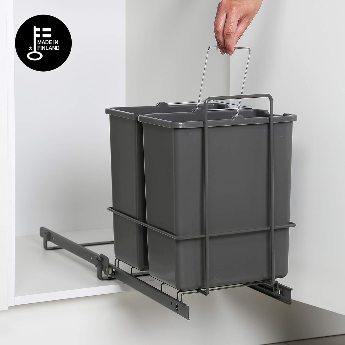 Einbau-Mülleimer mit Korbauszug, Anthrazit