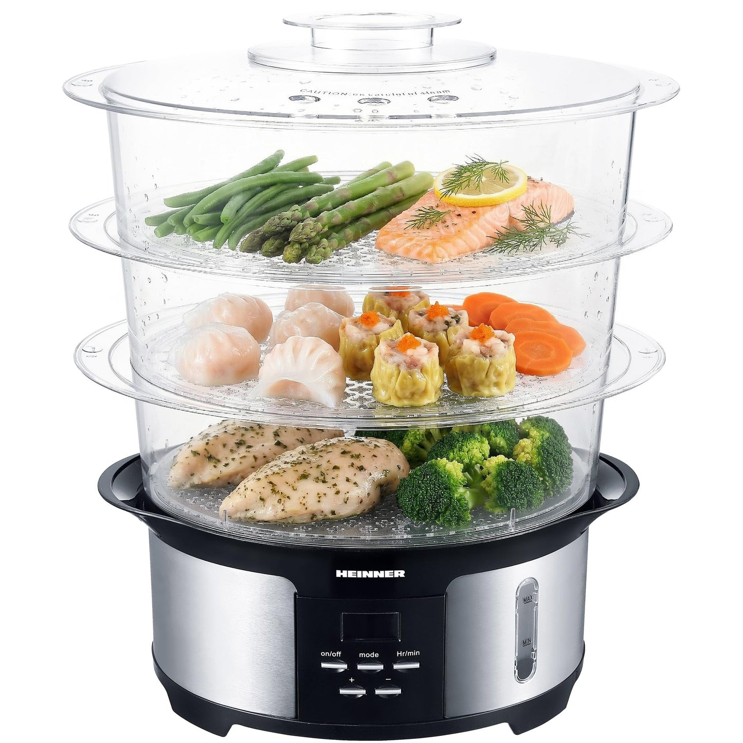 Dampfgarer mit 5 Programmen & Timer (12 L, 3 Etagen)