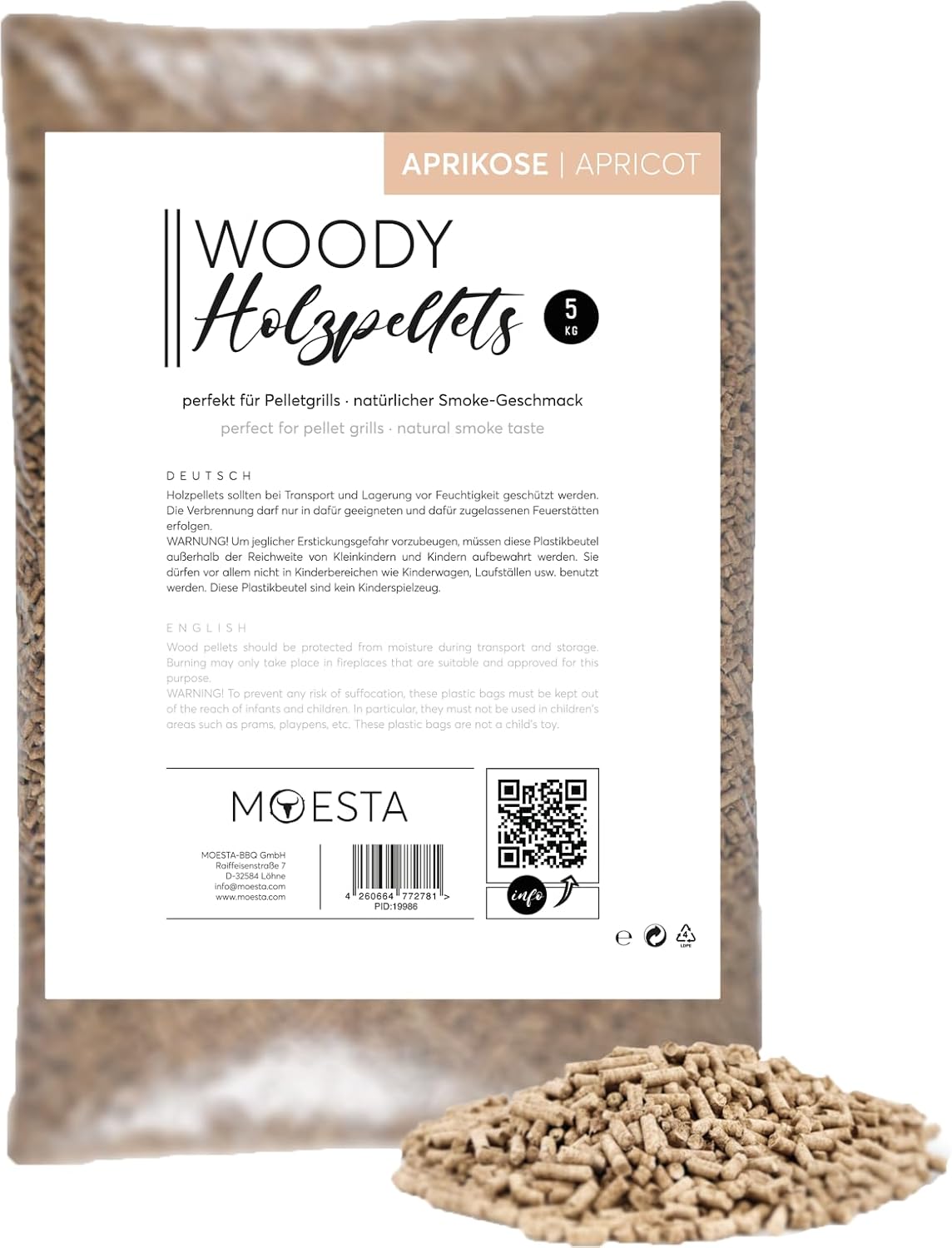 Hartholz Pellets Sheriff (5kg) - Aprikose-Aroma, Aprikose