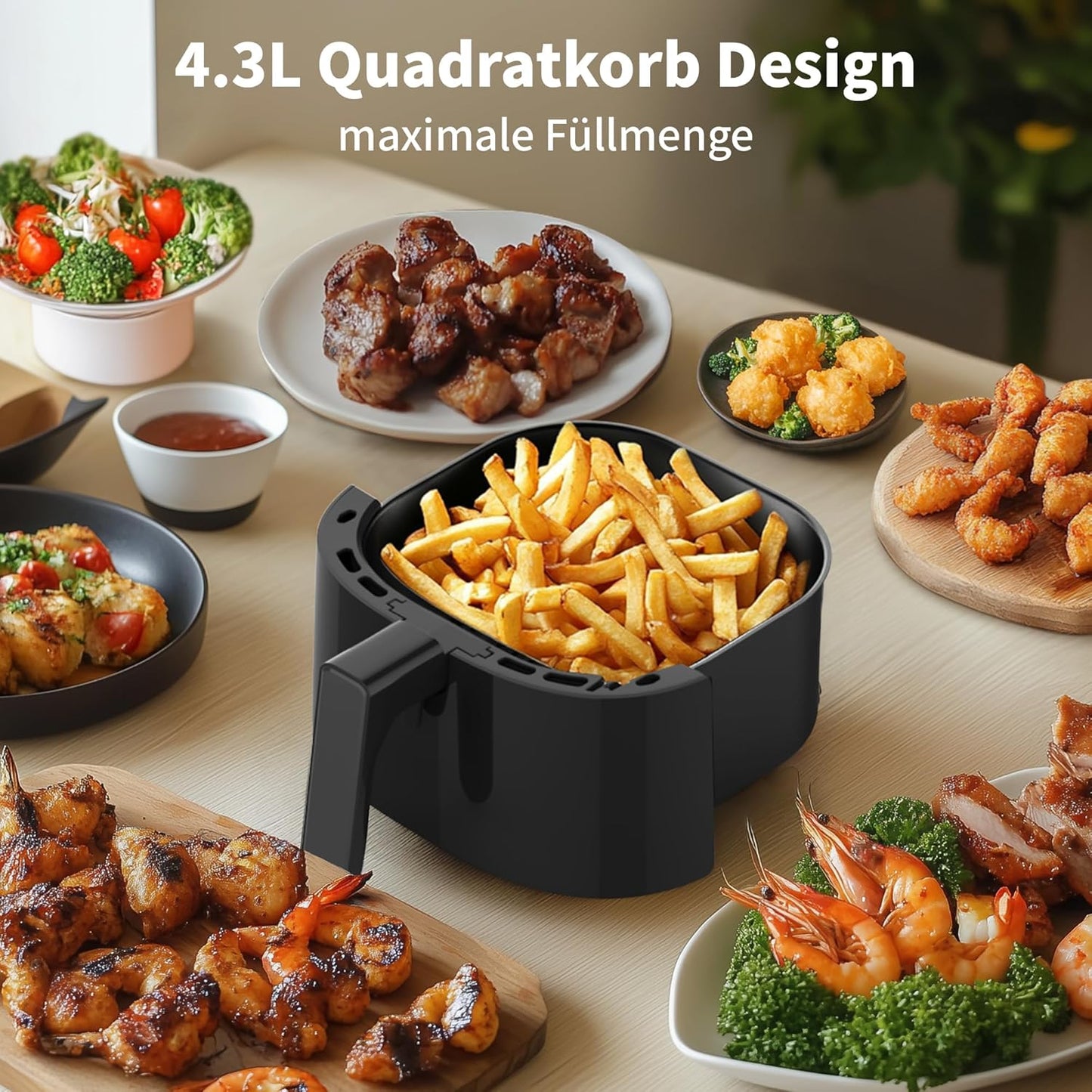 Kompakt-Heissluftfritteuse, 4,3 Liter Compact (Platzsparend)