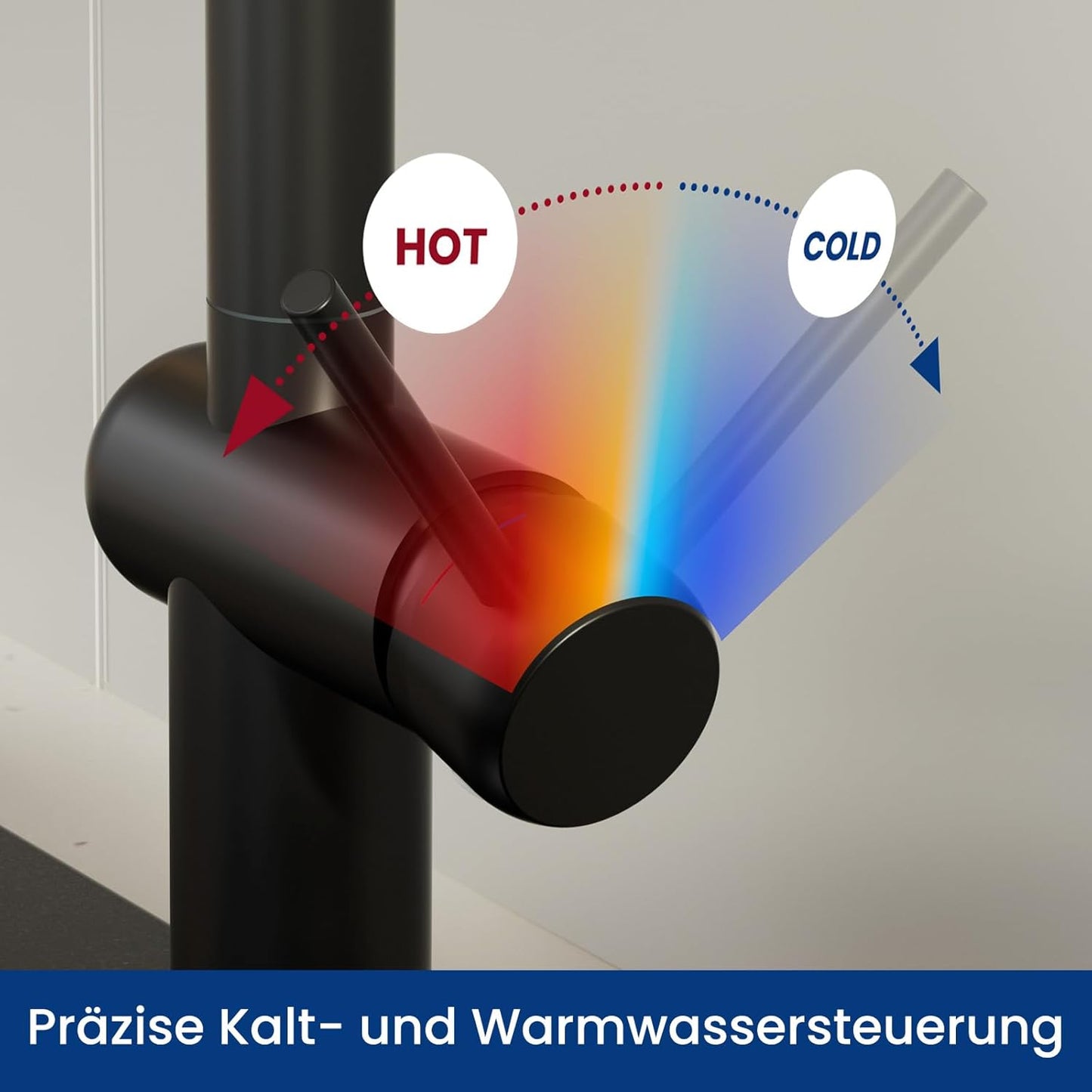 Ausziehbare Küchenarmatur mit Brause, 360° schwenkbar, 7-förmig Schwarz