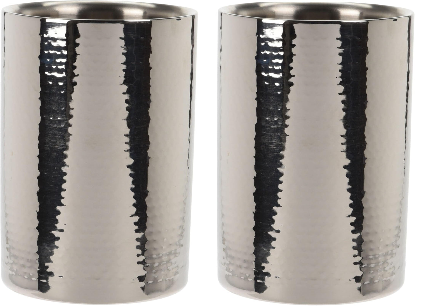 Flaschenkühler-Set, Edelstahl Gehämmert (ca. 12 x 17 cm) 2 Stück