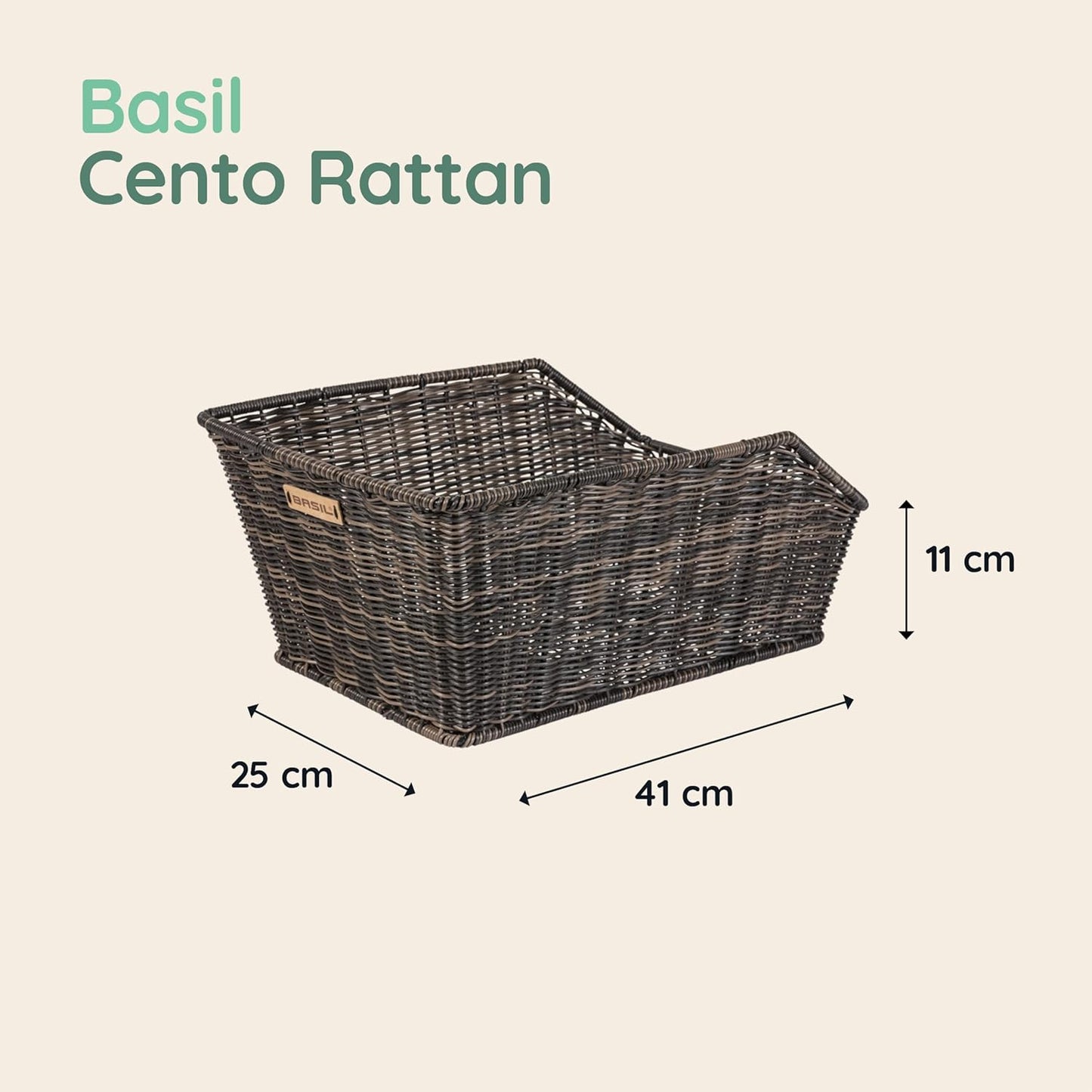 Hinterradkorb im Rattan-Look, Braun Single