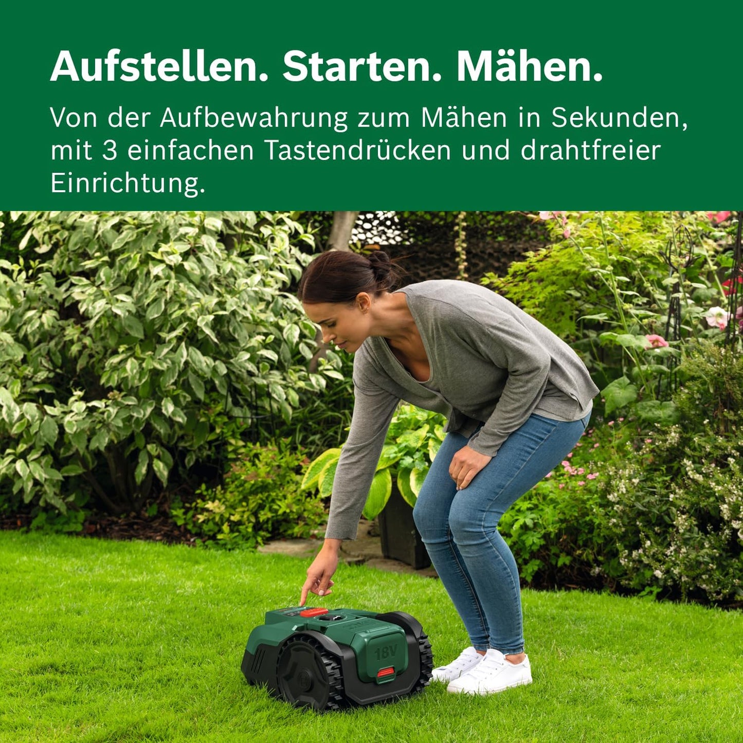 Akku-Mähroboter VisiMow 18V-100 für 100 m² Rasenflächen, ohne Akku und Ladegerät