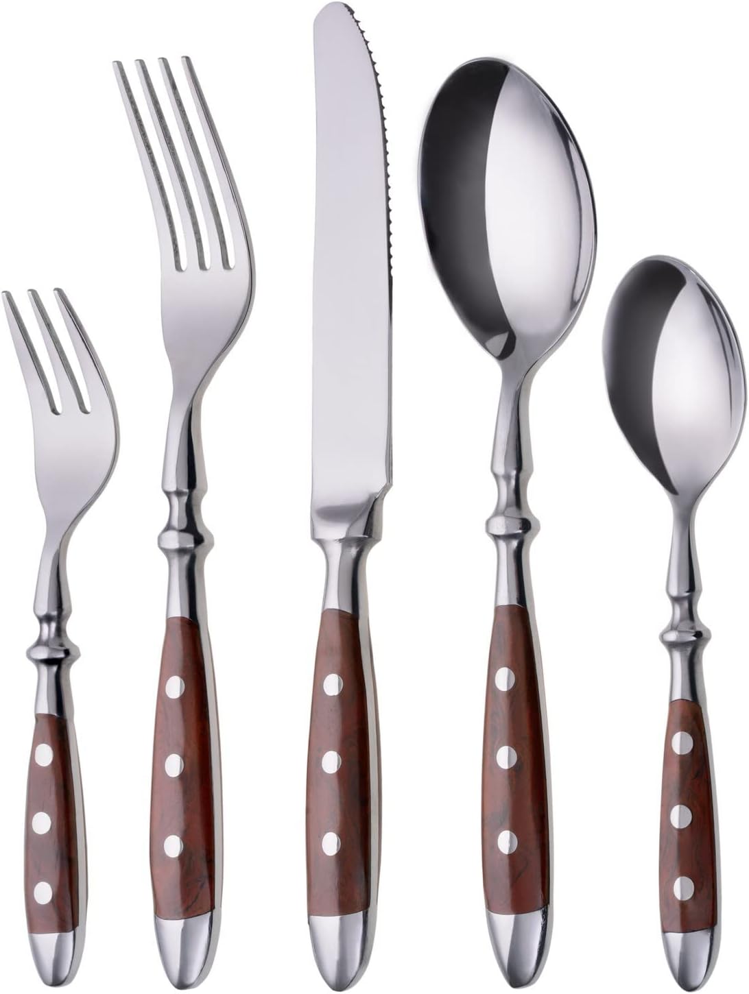 Besteckset Nürnberg für 6 Personen, Braune Griffe 36-teilig | 6 Personen