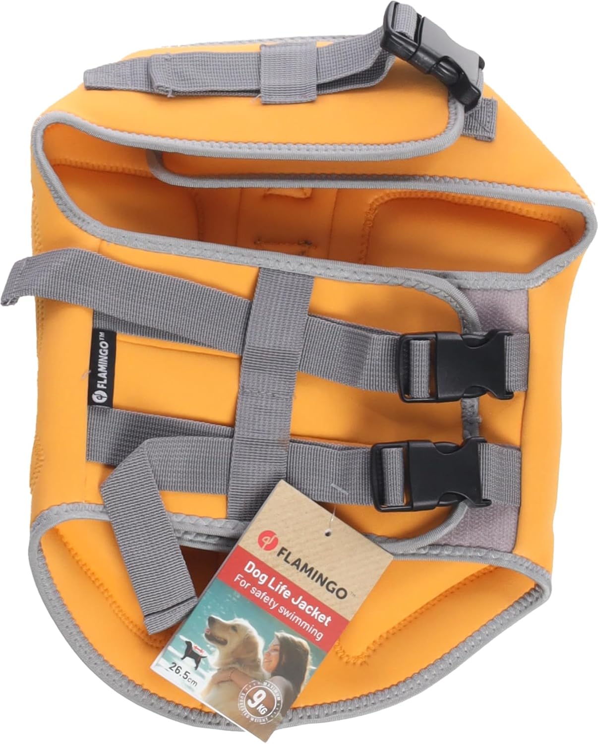 Schwimmweste Swimmy, verstellbar mit Leinenring, Gelb A:26,5 cm B:38-41 cm C:50-58 cm
