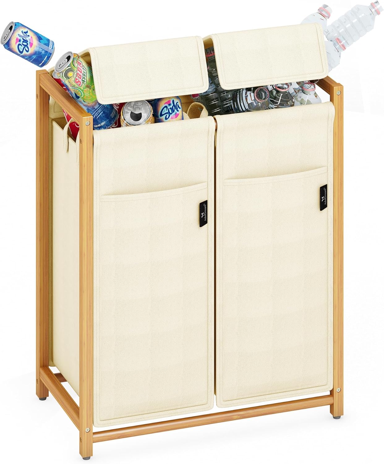 Pfandflaschen Sammelbehälter 100L, 2 Fächer, 100l Beige