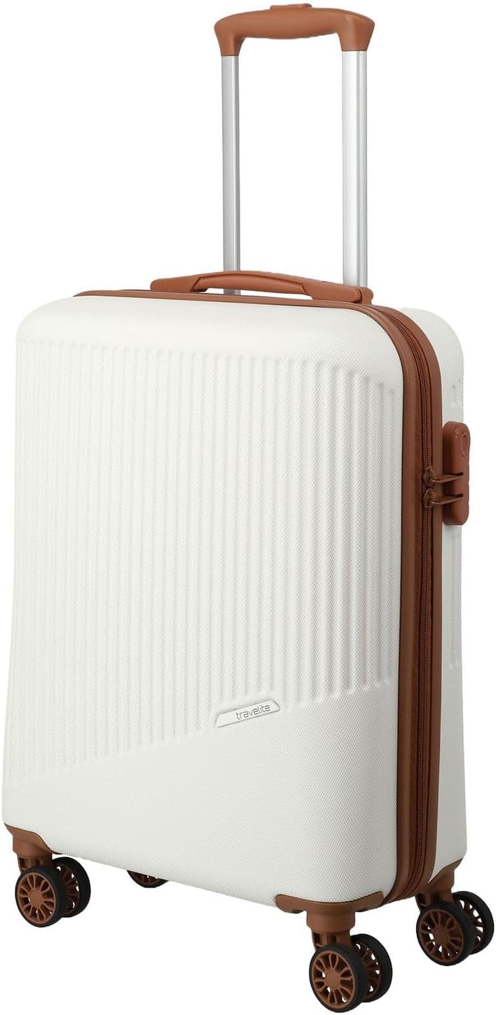 Bali 4 Rollen Kabinentrolley S 55 cm, Weiss/Cognac Trolley Handgepäck (55 cm)