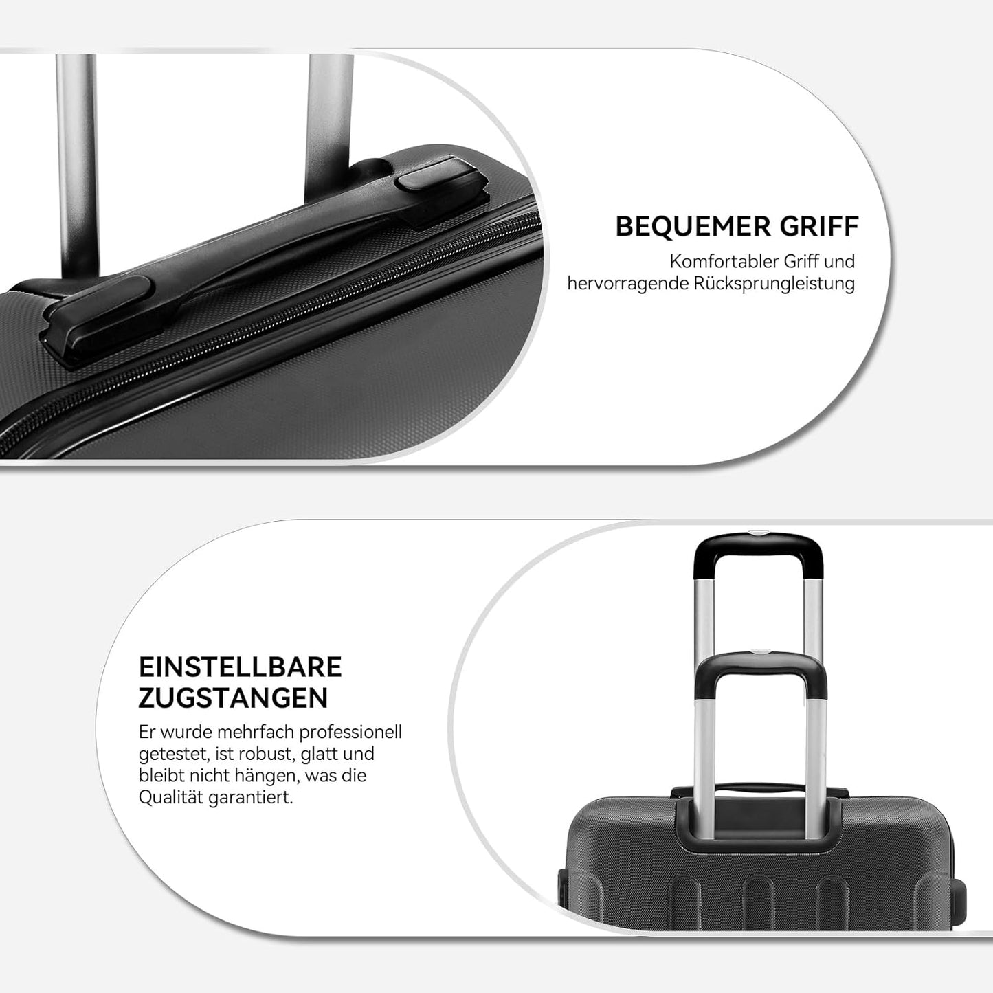 Hartschalen-Reisekoffer-Set, Schwarz|Kofferset