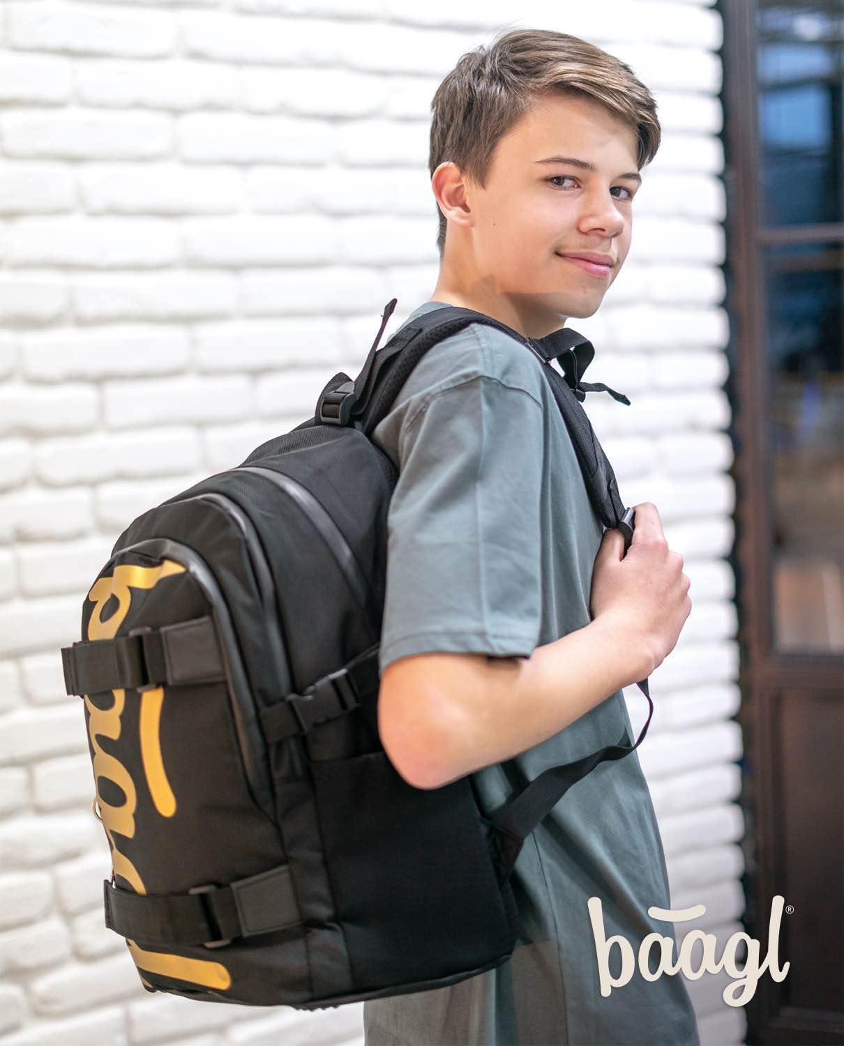 3-teiliges Schulrucksack-Set, Skate Gold