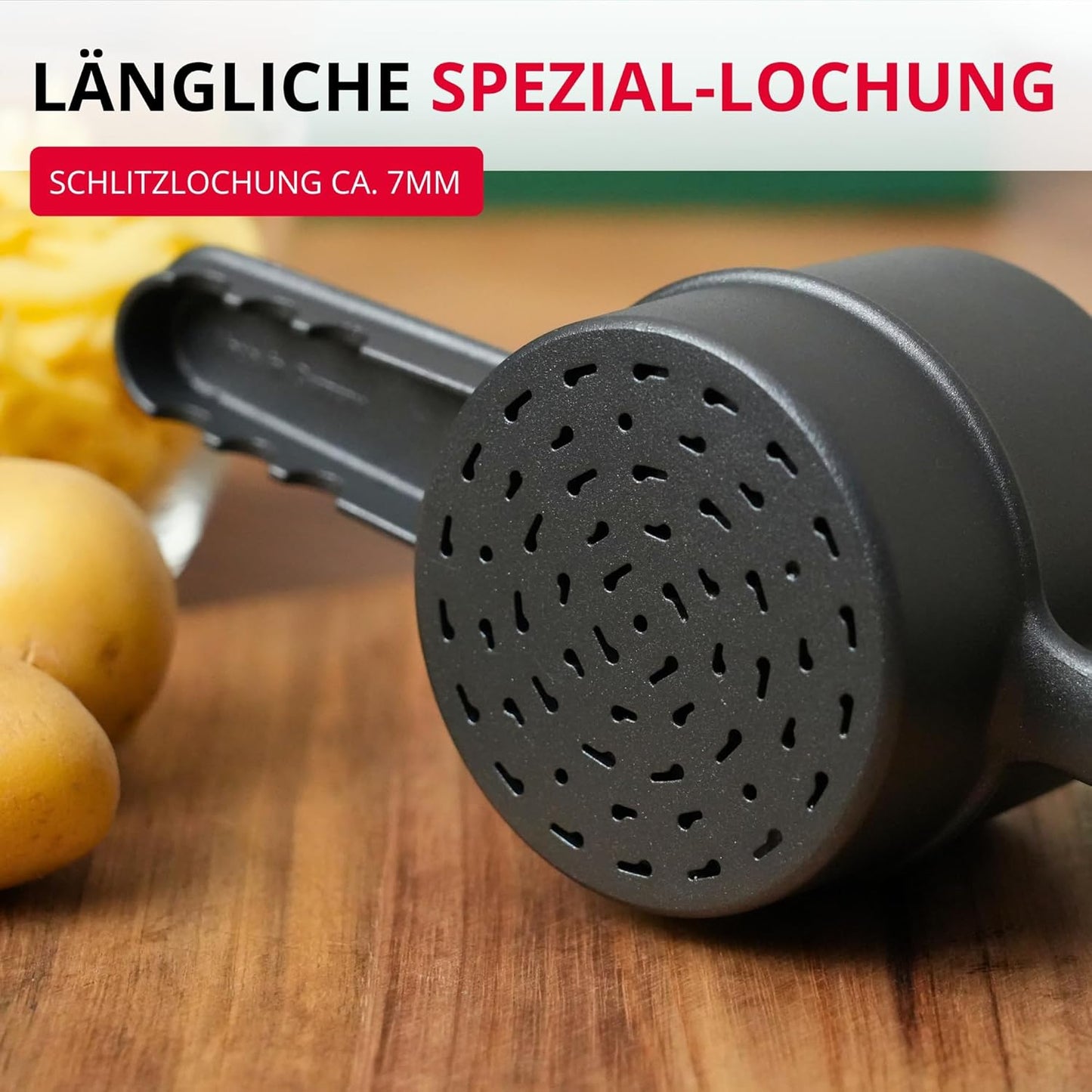 Black Edition Spätzle-/Kartoffelpresse, Traditionelle Lochung/Anthrazit