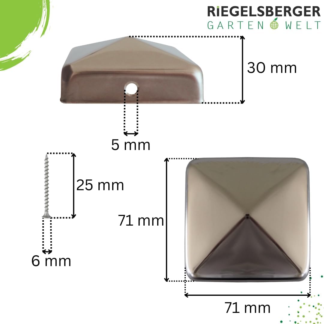 5er-Set Pfostenkappen, 5 71x71 mm