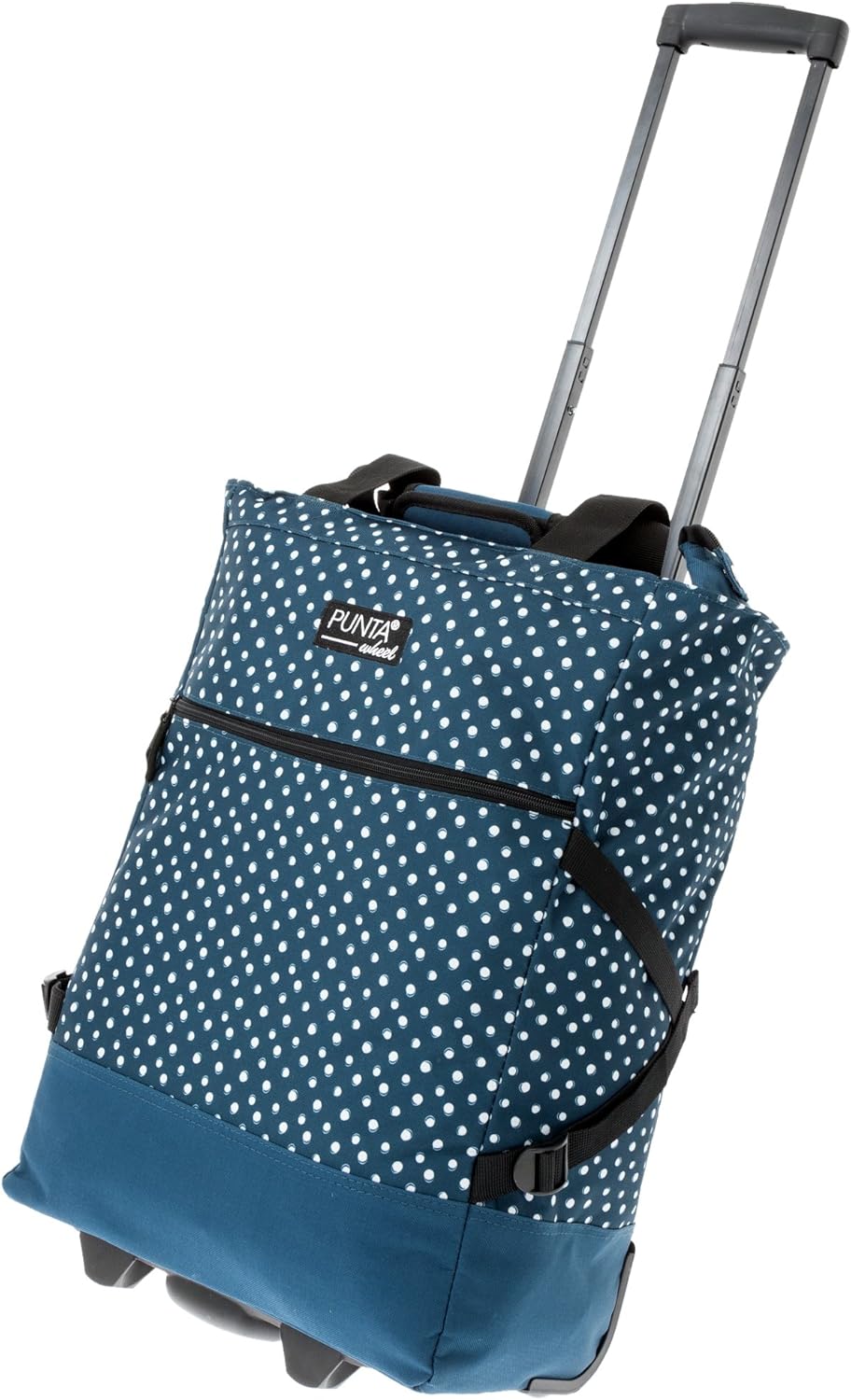 Wheel Einkaufstrolley faltbar mit Thermo-Kühltasche (35L), Blue Dots 10008 5020 + Bagboom Tasche